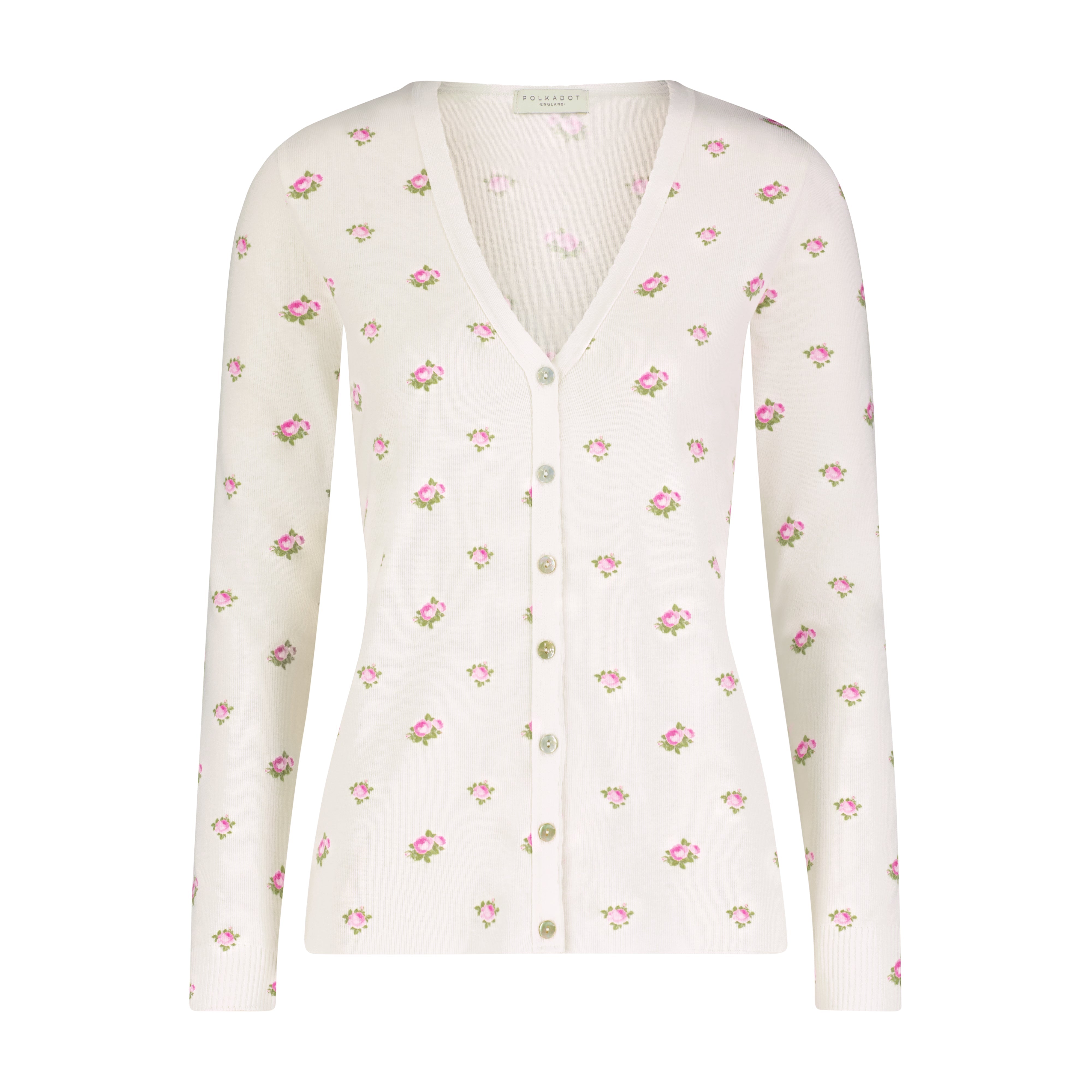 Slouchy V Cardigan - Cream Vintage Rose Print