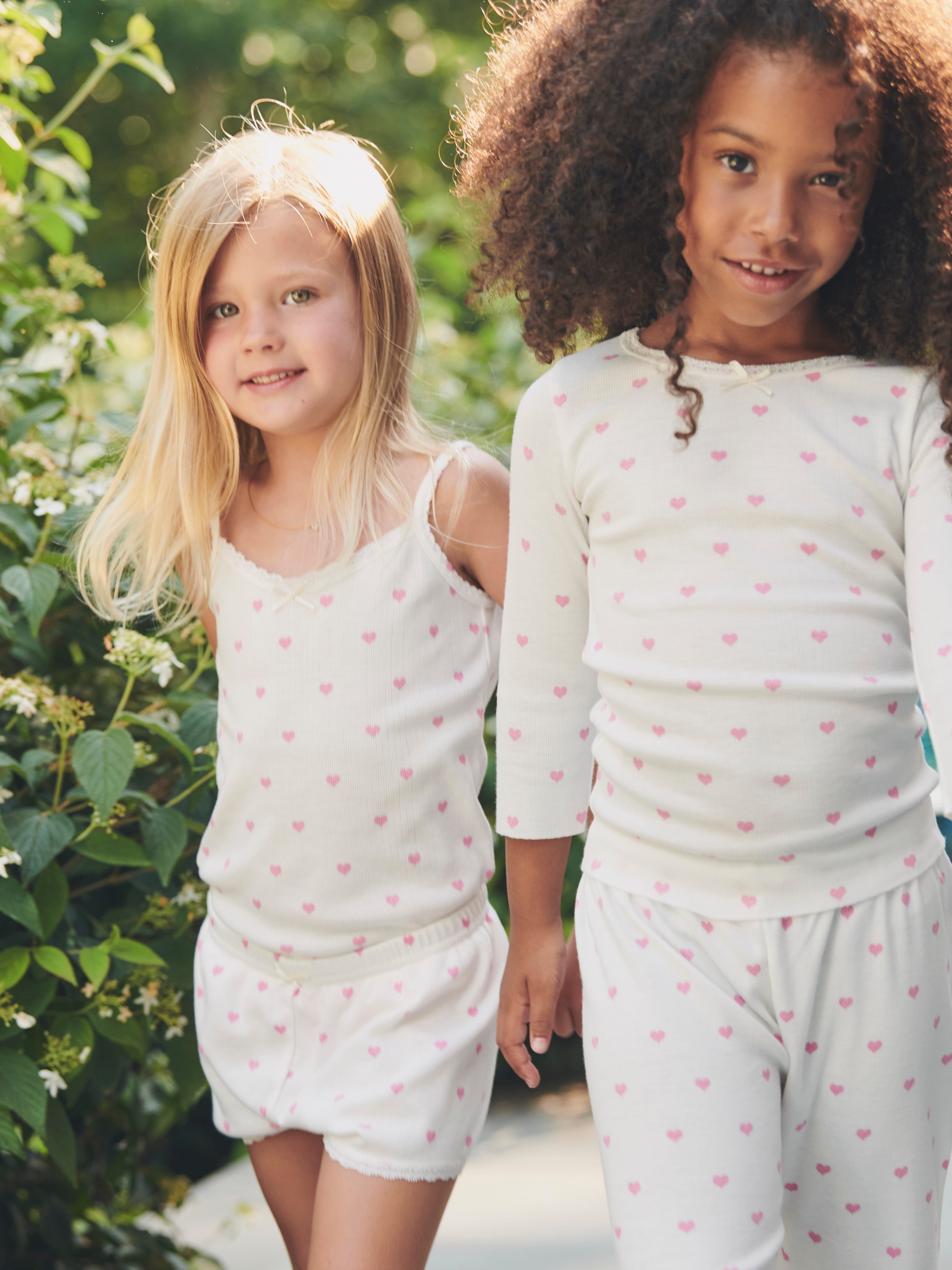 Girls & Baby Crew Long Sleeve - Pink Hearts Print