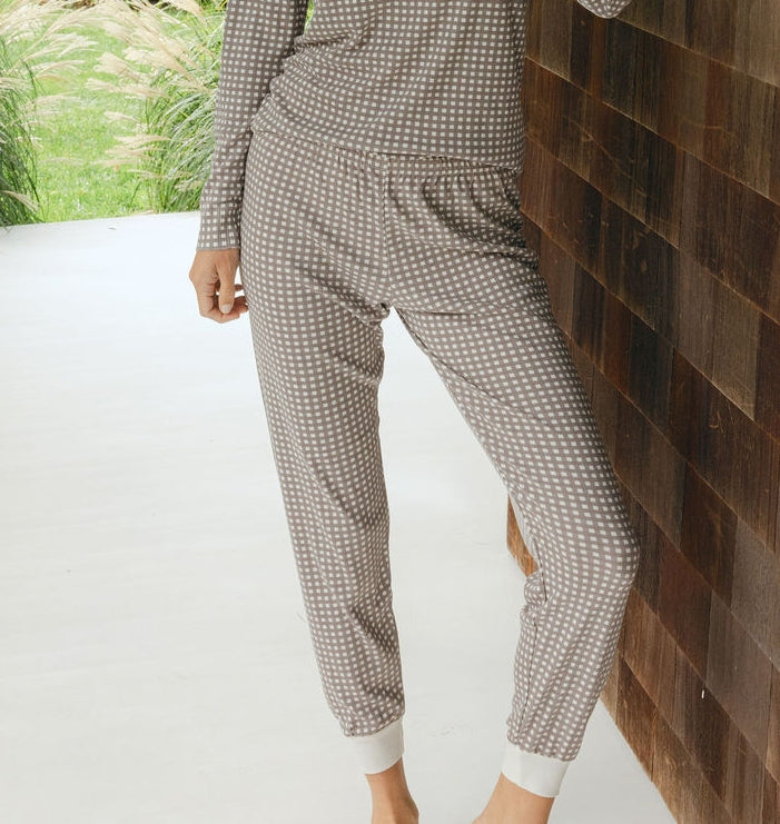 Sarah Jogger - Brown Gingham Print
