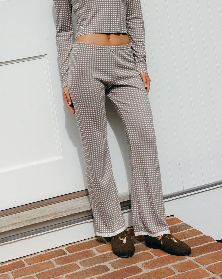 Natalie Pant - Brown Gingham Print