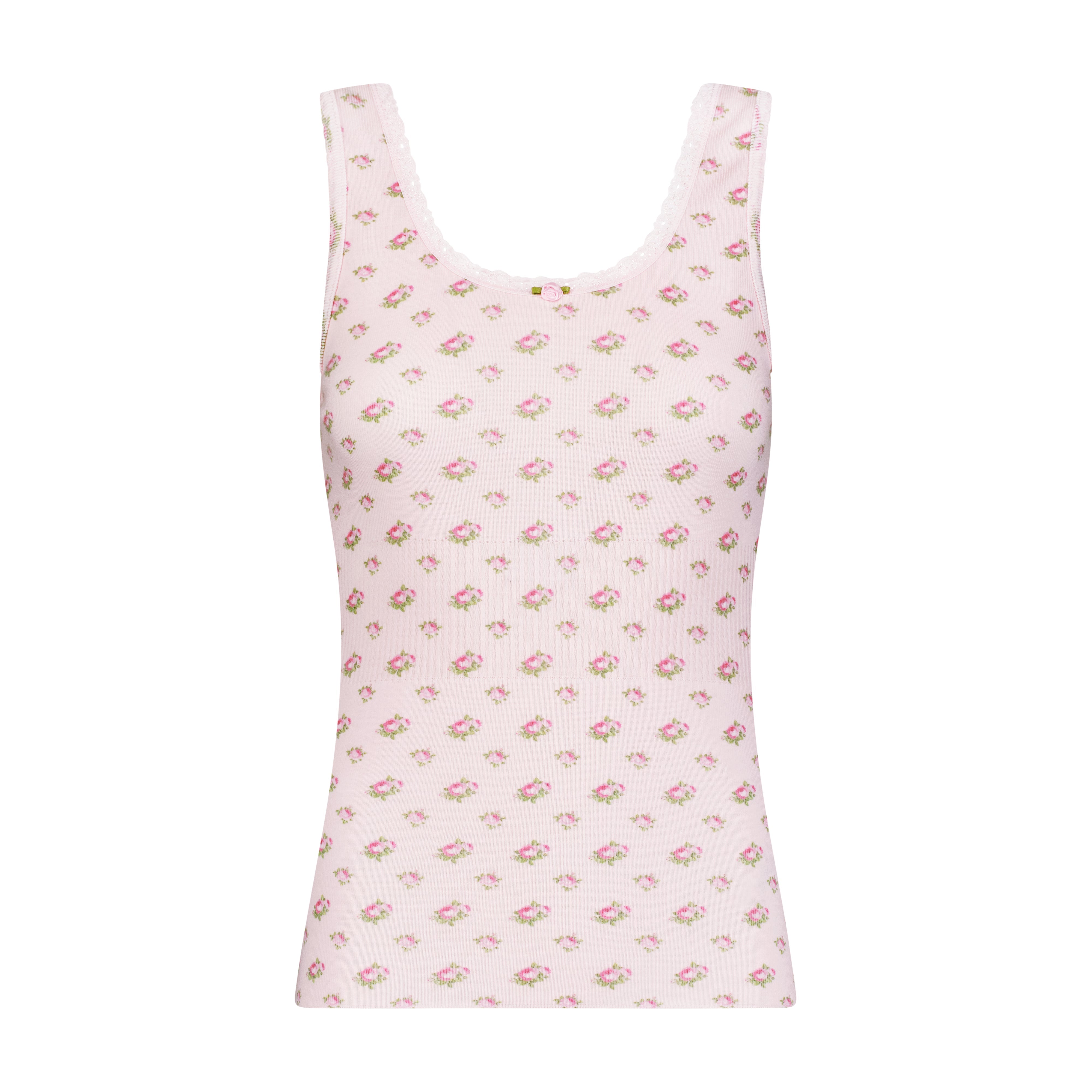 Charlotte Tank - Pink Vintage Ditsy Rose Print