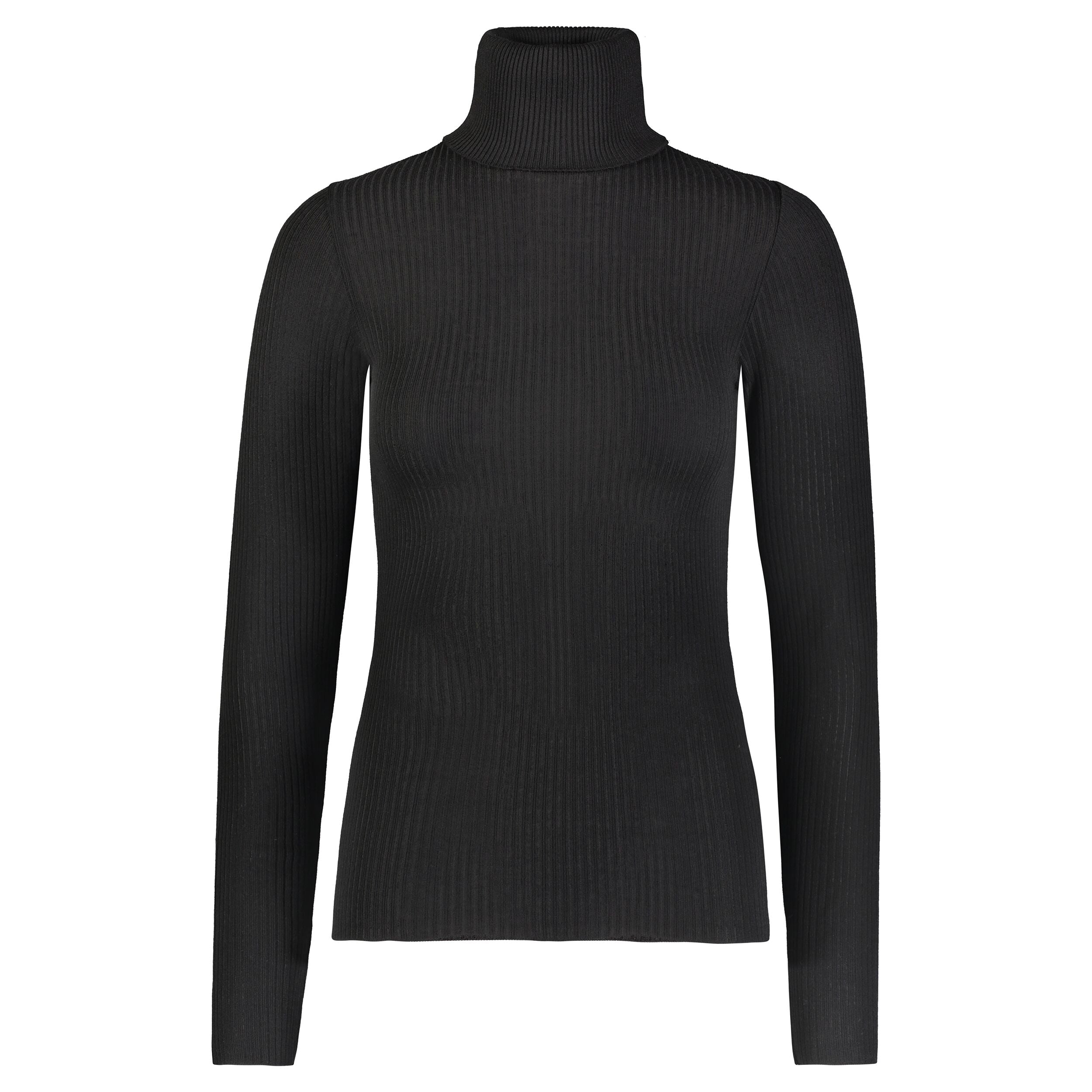 Ali Turtleneck Fitted - Black Rib Knit