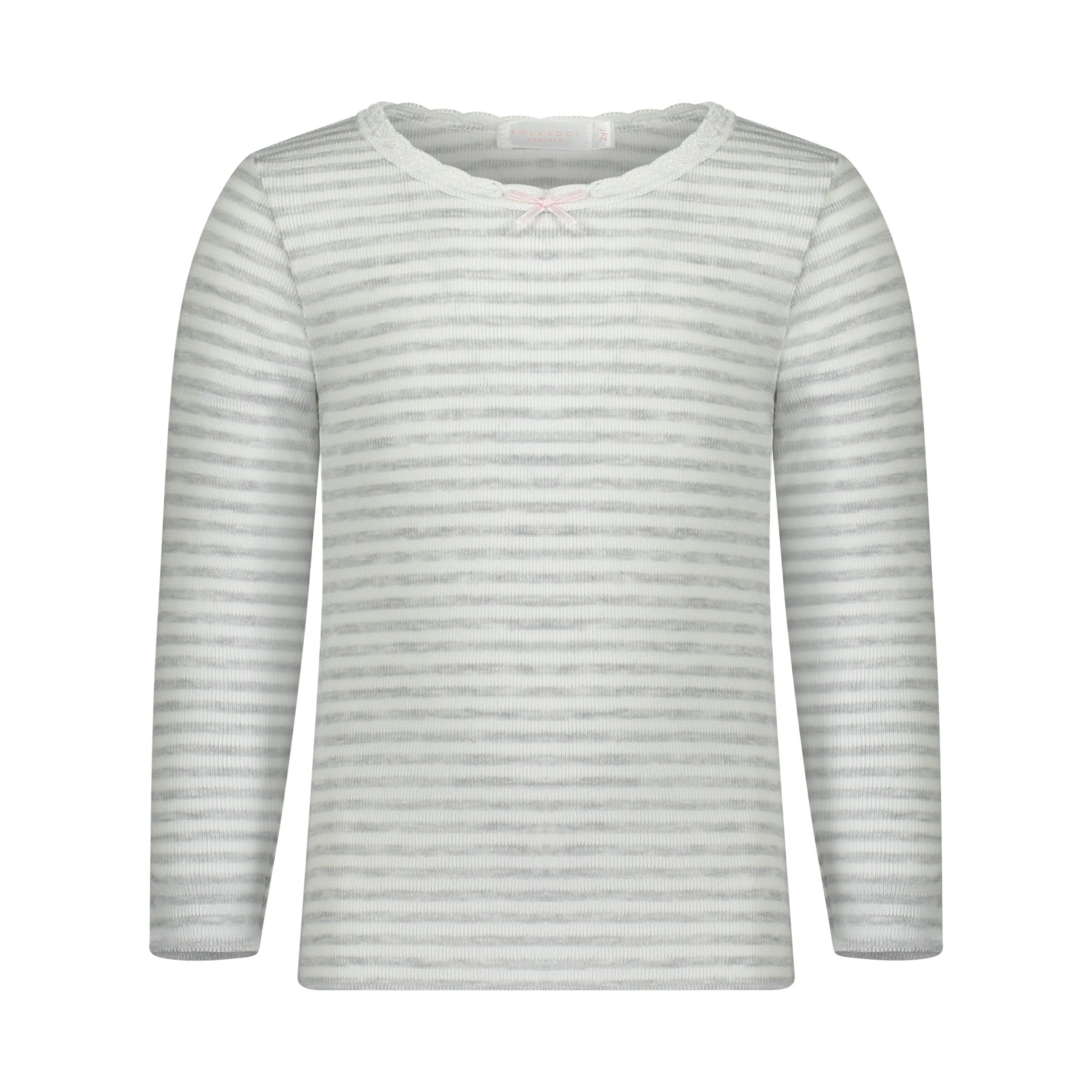 Girls Crew Long Sleeve - Grey Sailor Stripe