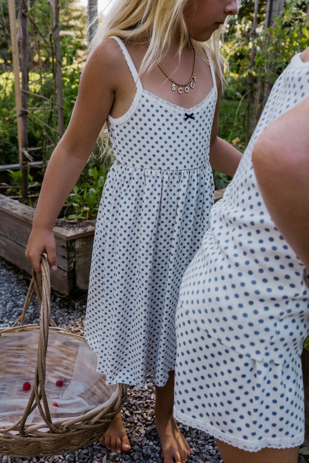 Girls Navy Dot Print