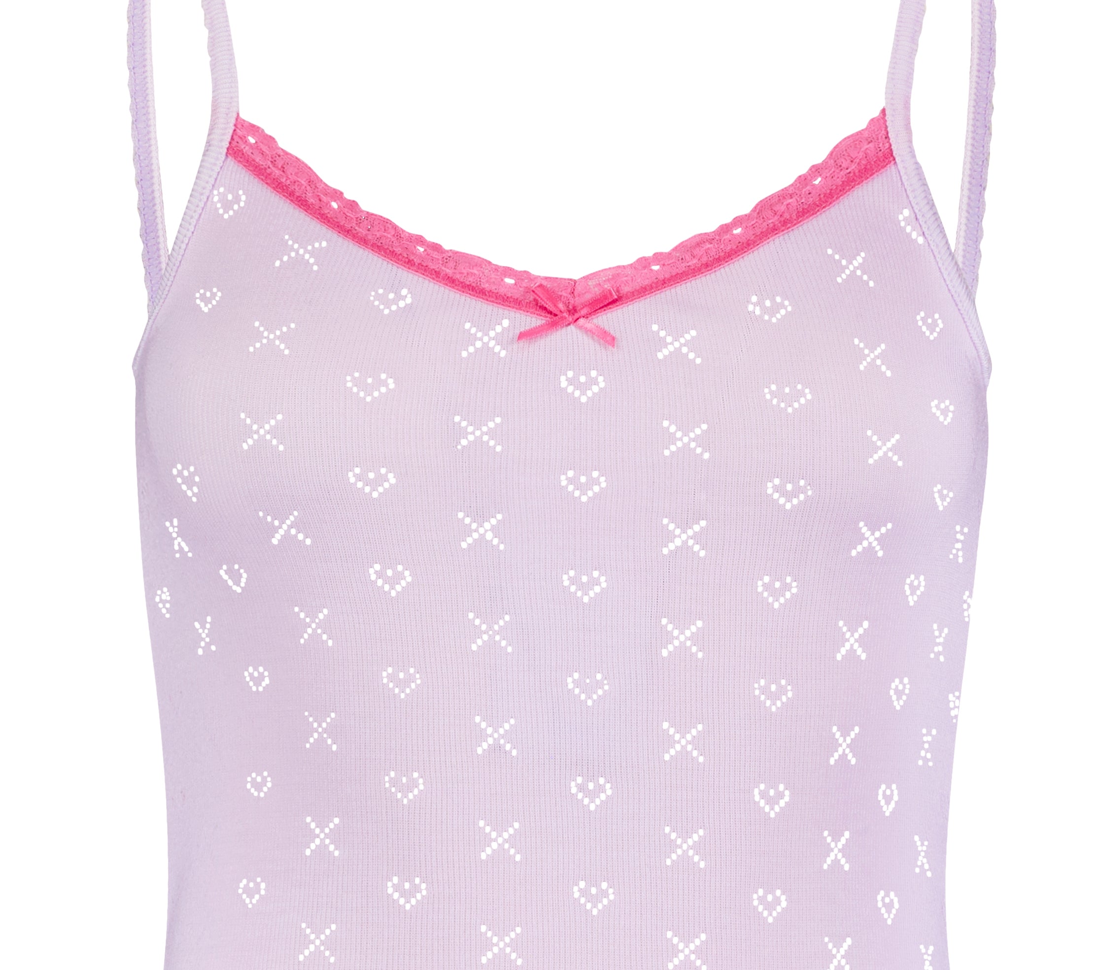 Lilac Hearts-X Pointelle w Pink Cluny Lace -NEW!