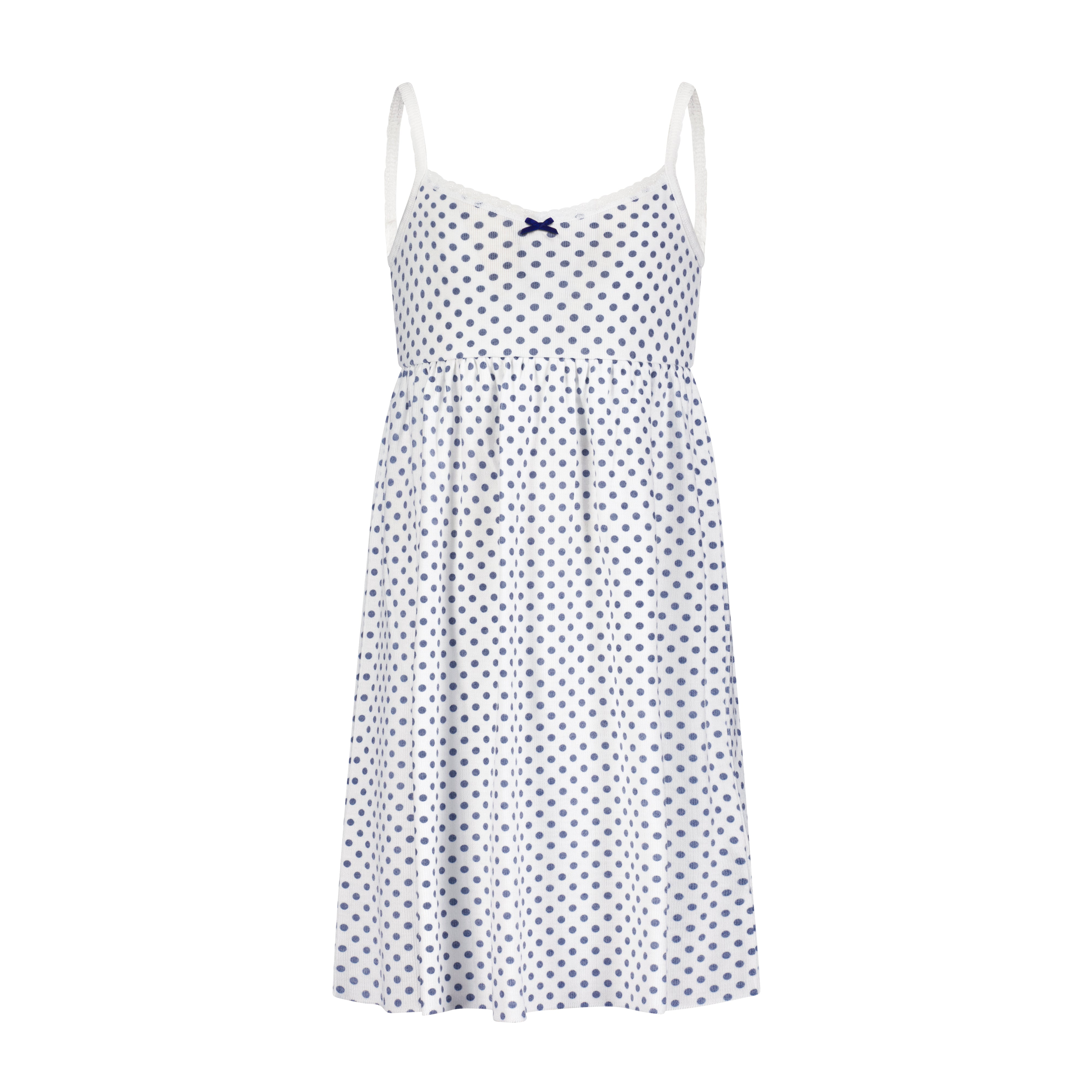 Girls Lee Babydoll Gown - Navy Dot Print