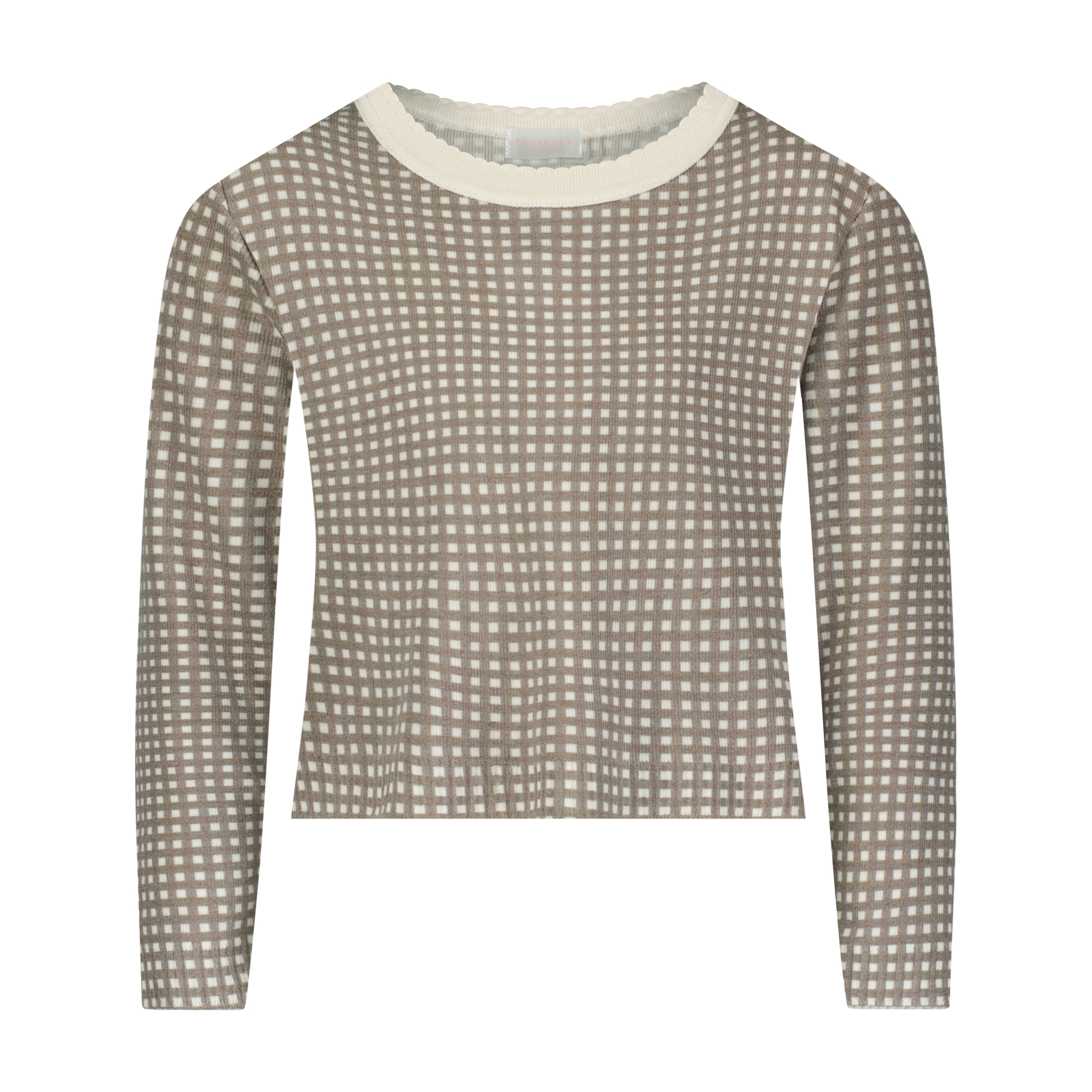 Girls Rachel Set Slouchy Top & Wide Leg Pant - Brown Gingham Print