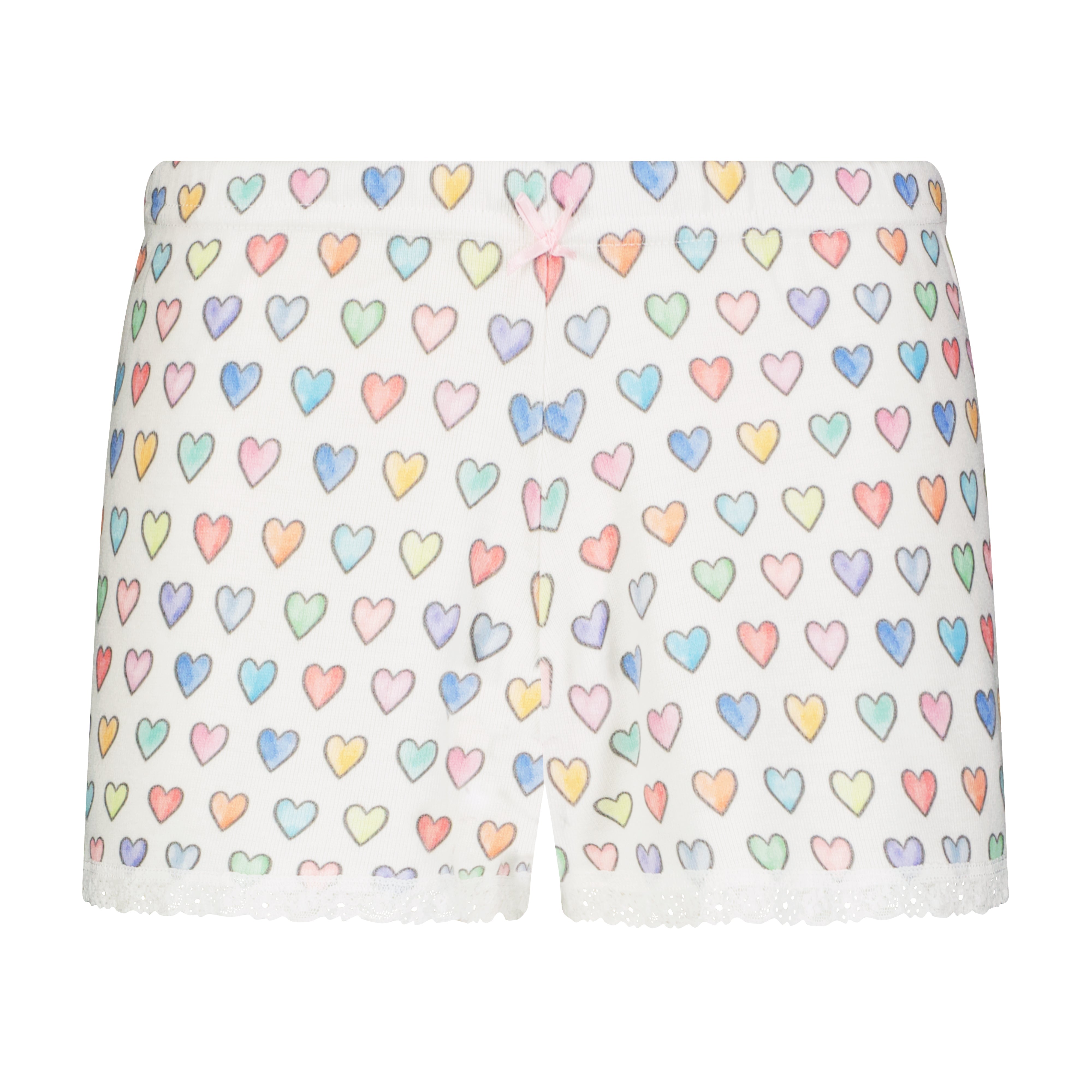 SET Baby Crop Tee & Short Mid Rise - Rainbow Hearts Print