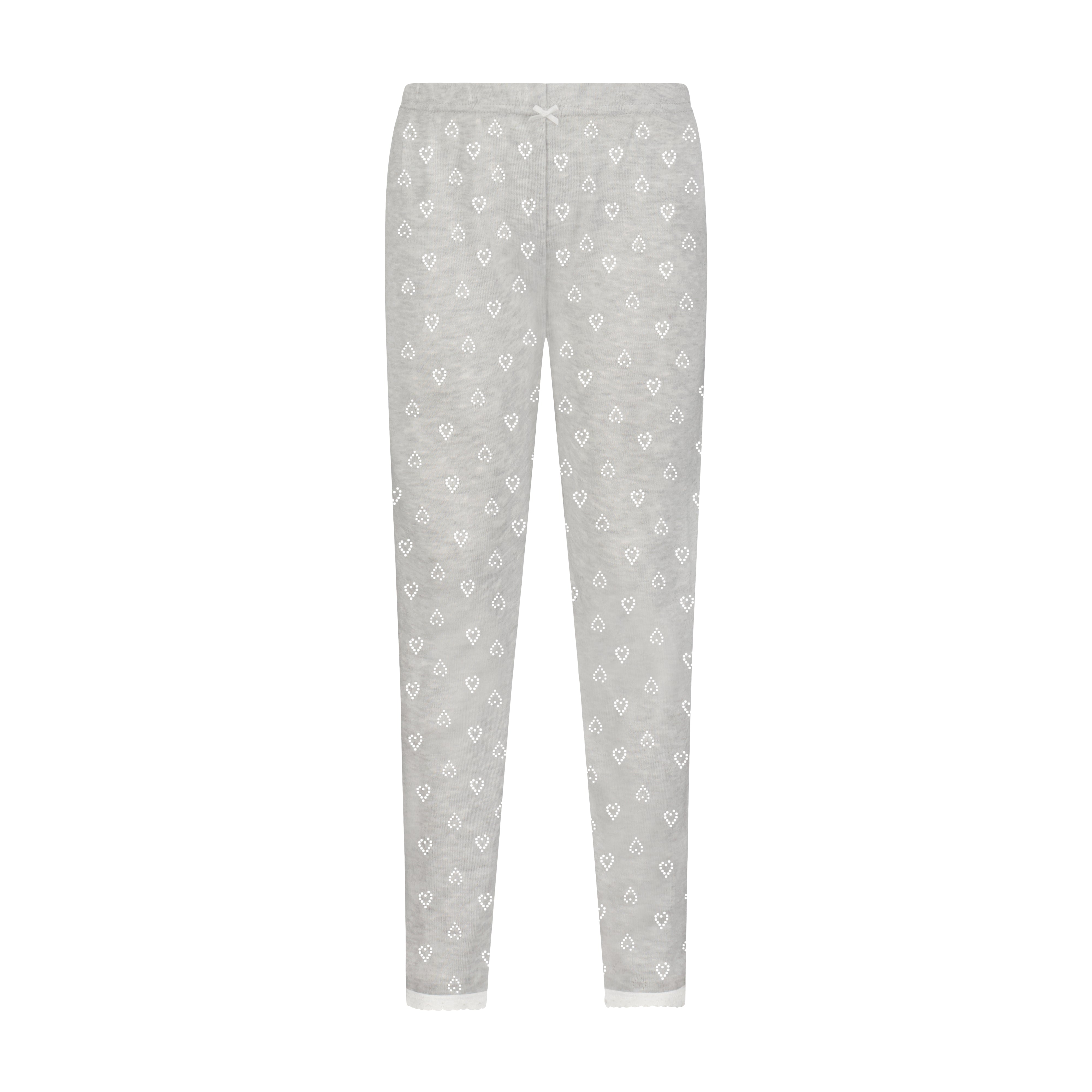 Girls & Baby Classic Set Crew LS & Pant - Heather Grey Hearts Pointelle