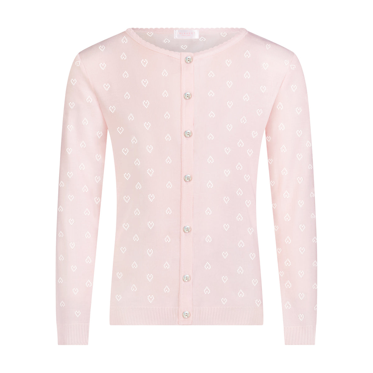 Girls Lottie Set Cardigan & Cami - Ballet Pink Hearts Pointelle