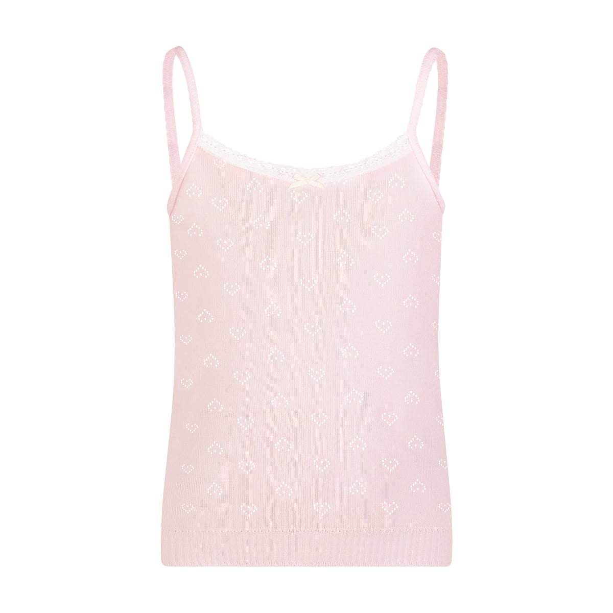 Girls Lottie Set Cardigan & Cami - Ballet Pink Hearts Pointelle