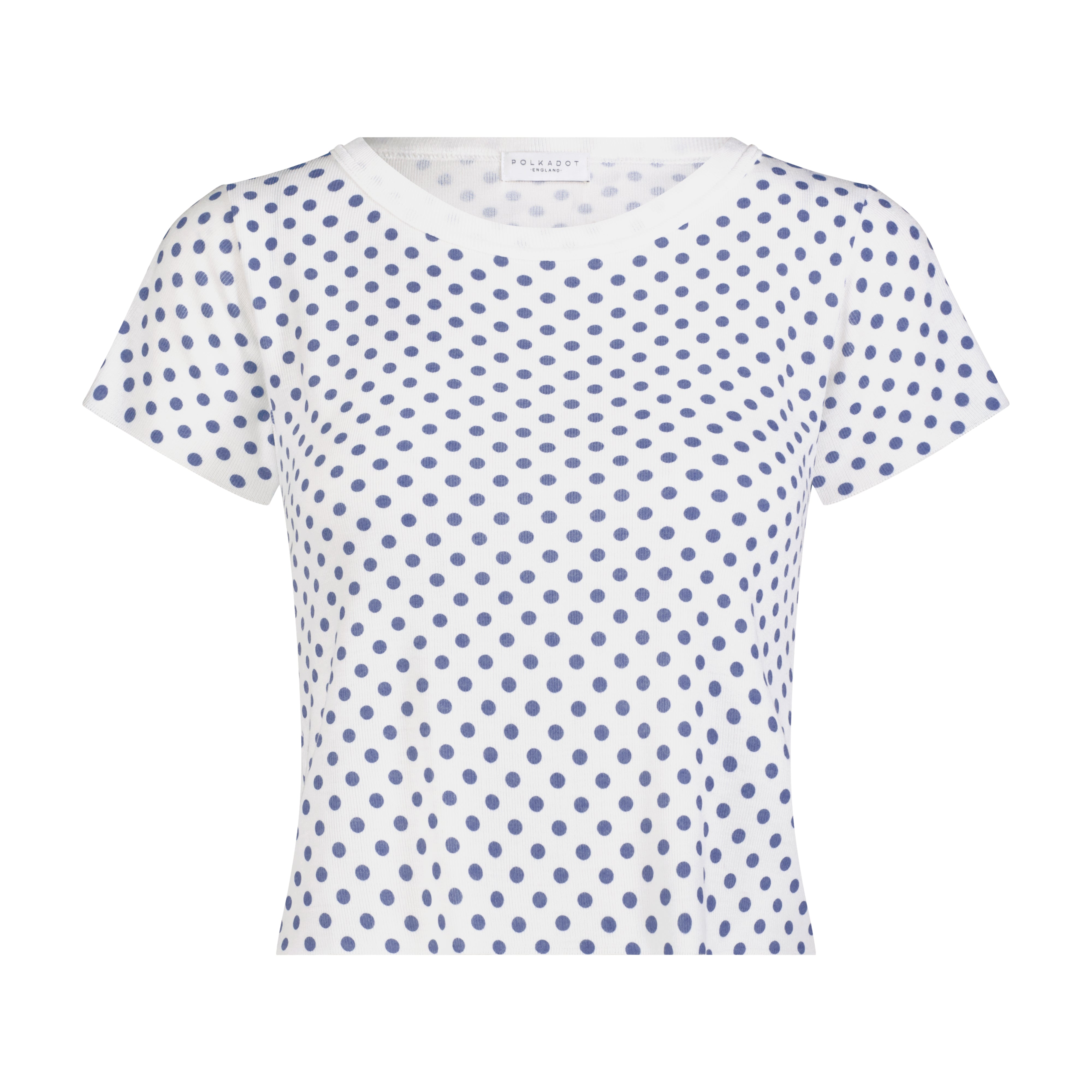 Ann Baby Cropped Tee - Navy Dot Print