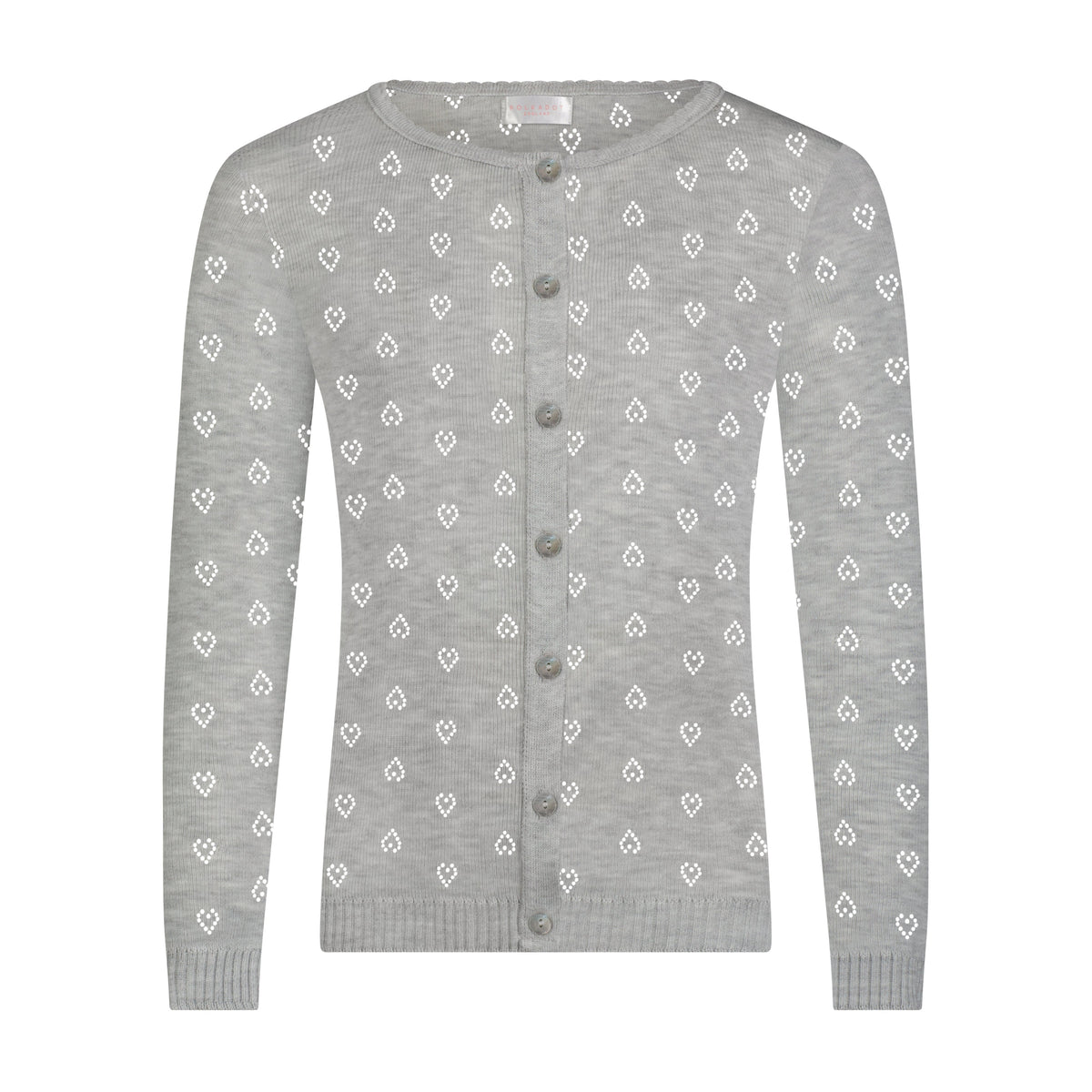 Girls Chloe Cardigan & Long Sleeve Tee Set - Heather Grey Hearts Pointelle