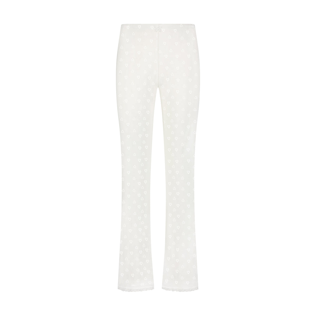 Natalie Classic Hi-Rise Pant - Ivory Hearts Pointelle With Ivory Lace