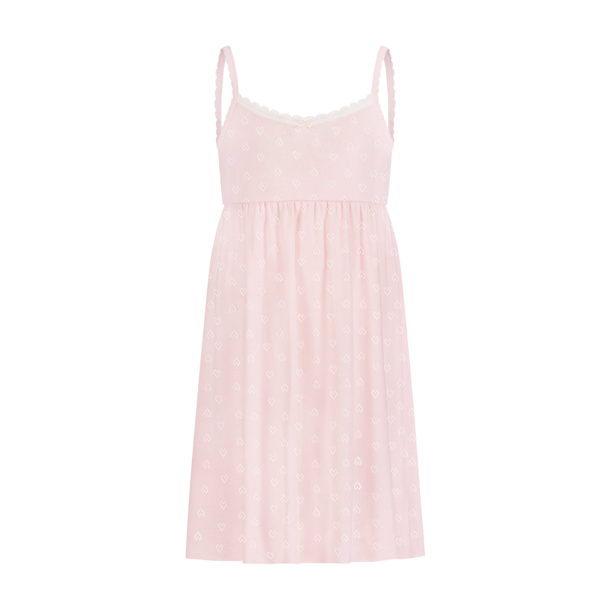 Girls Lee Classic Babydoll Gown - Ballet Pink Hearts Pointelle