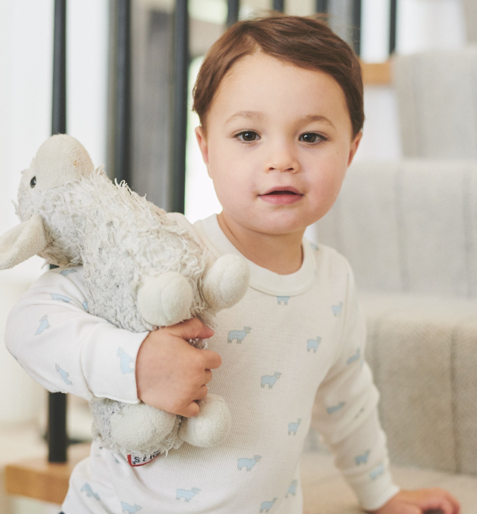 Baby Boys Henry Classic Set Crew LS & Pant - Blue Sheep Print