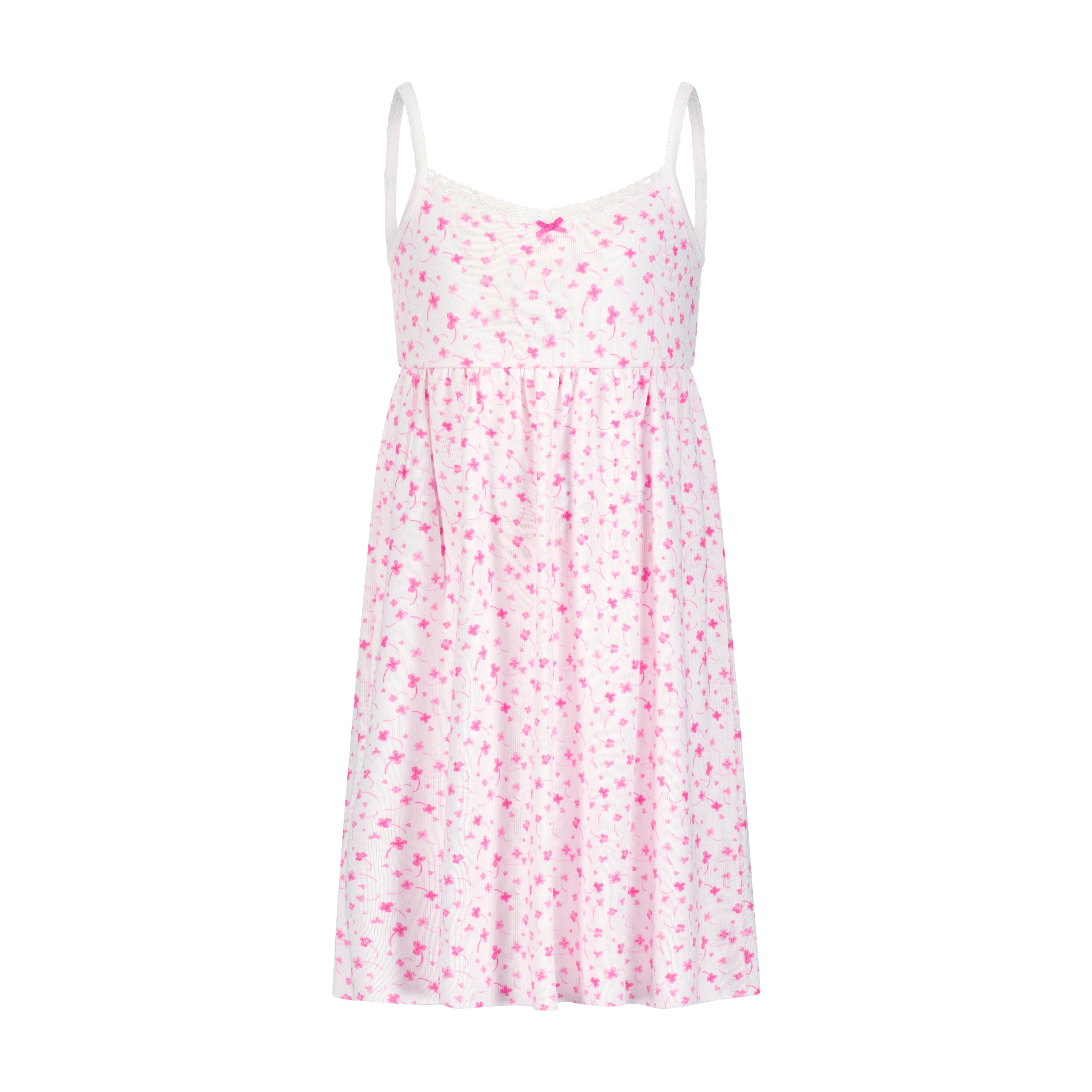 GIRLS PINK CLOVER Print BABYDOLL GOWN w Lace