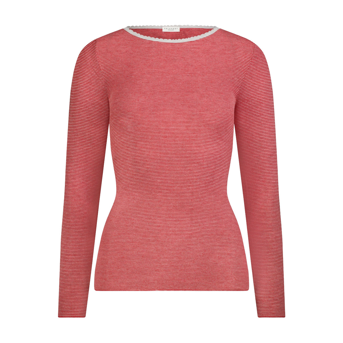 Val Crew Long Sleeve Tee - Red/Grey Mini Stripe