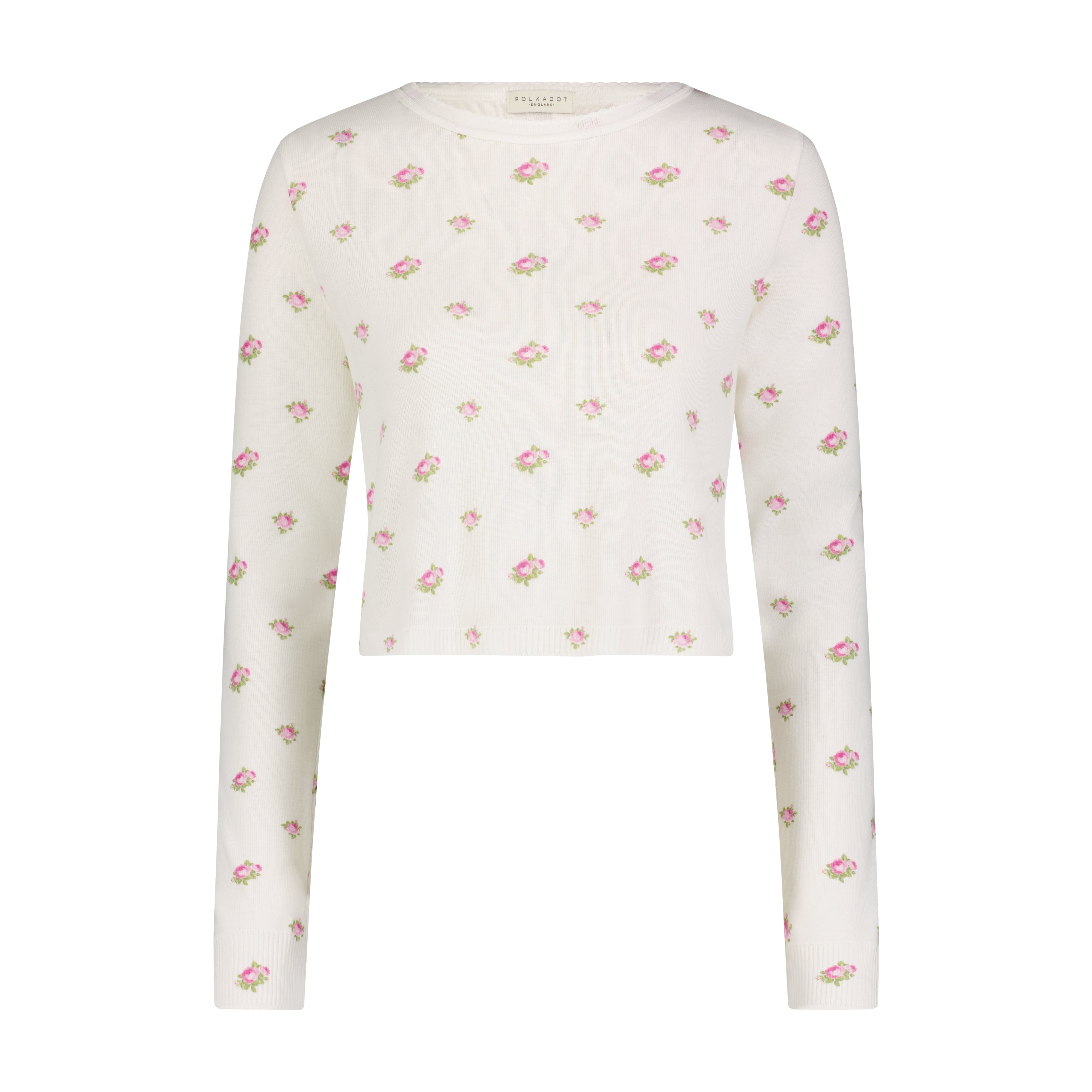 CREAM VINTAGE ROSE Print NELL CROP SLOUCHY