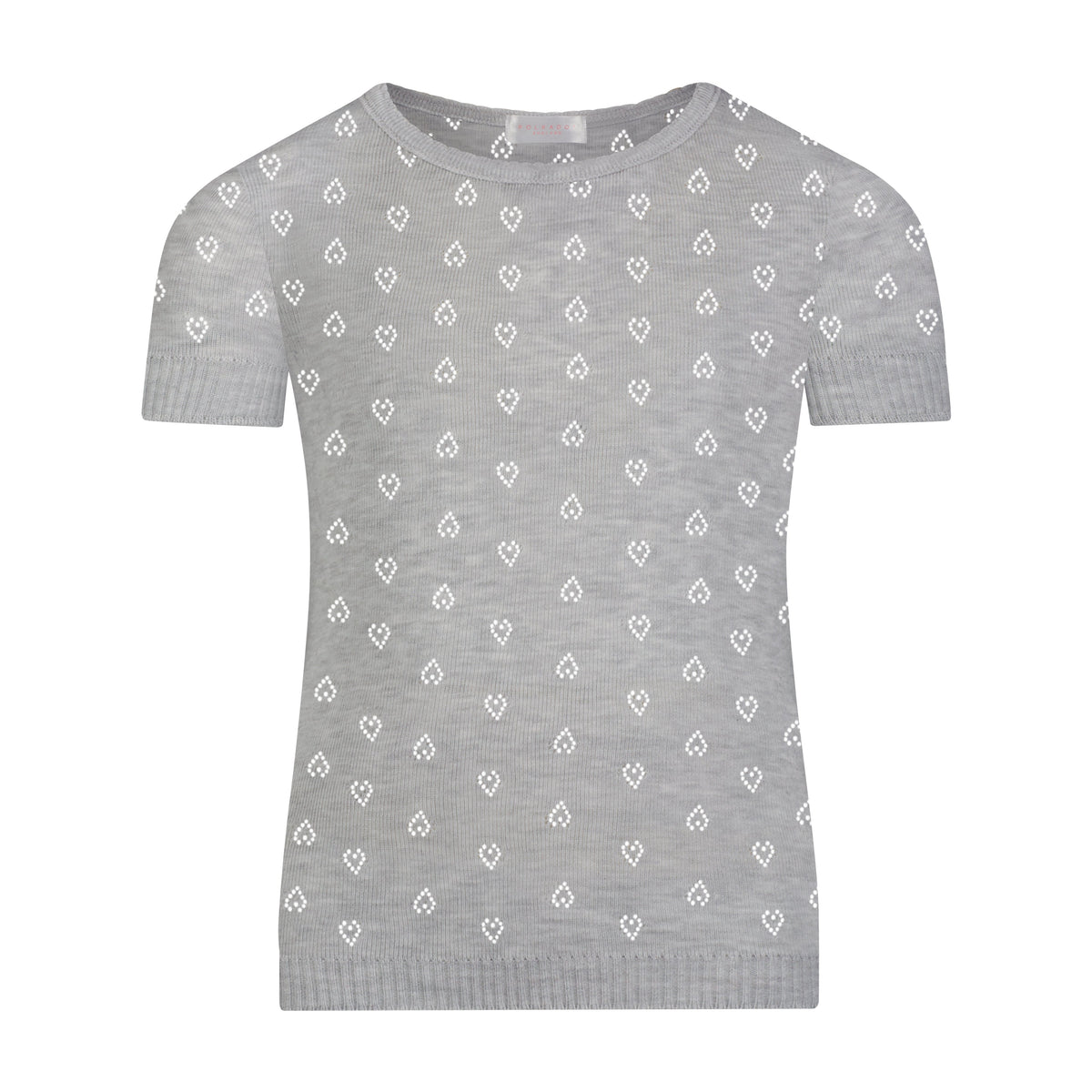 Girls Chloe Cardigan & Long Sleeve Tee Set - Heather Grey Hearts Pointelle