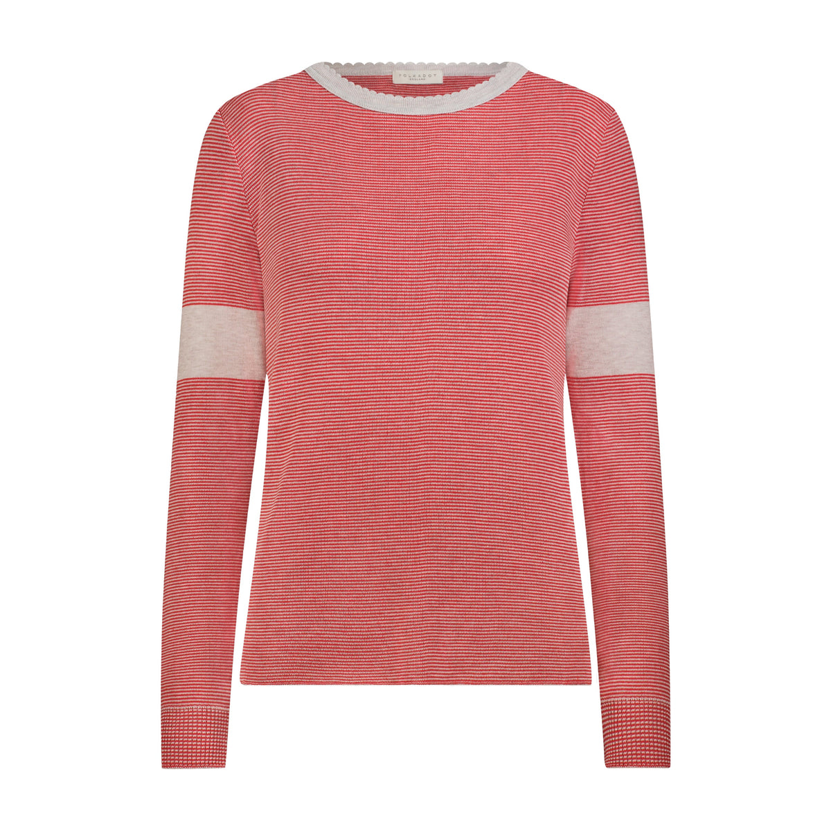 Rachel Classic Slouchy Long Sleeve Tee - Red/Grey Mini Stripe