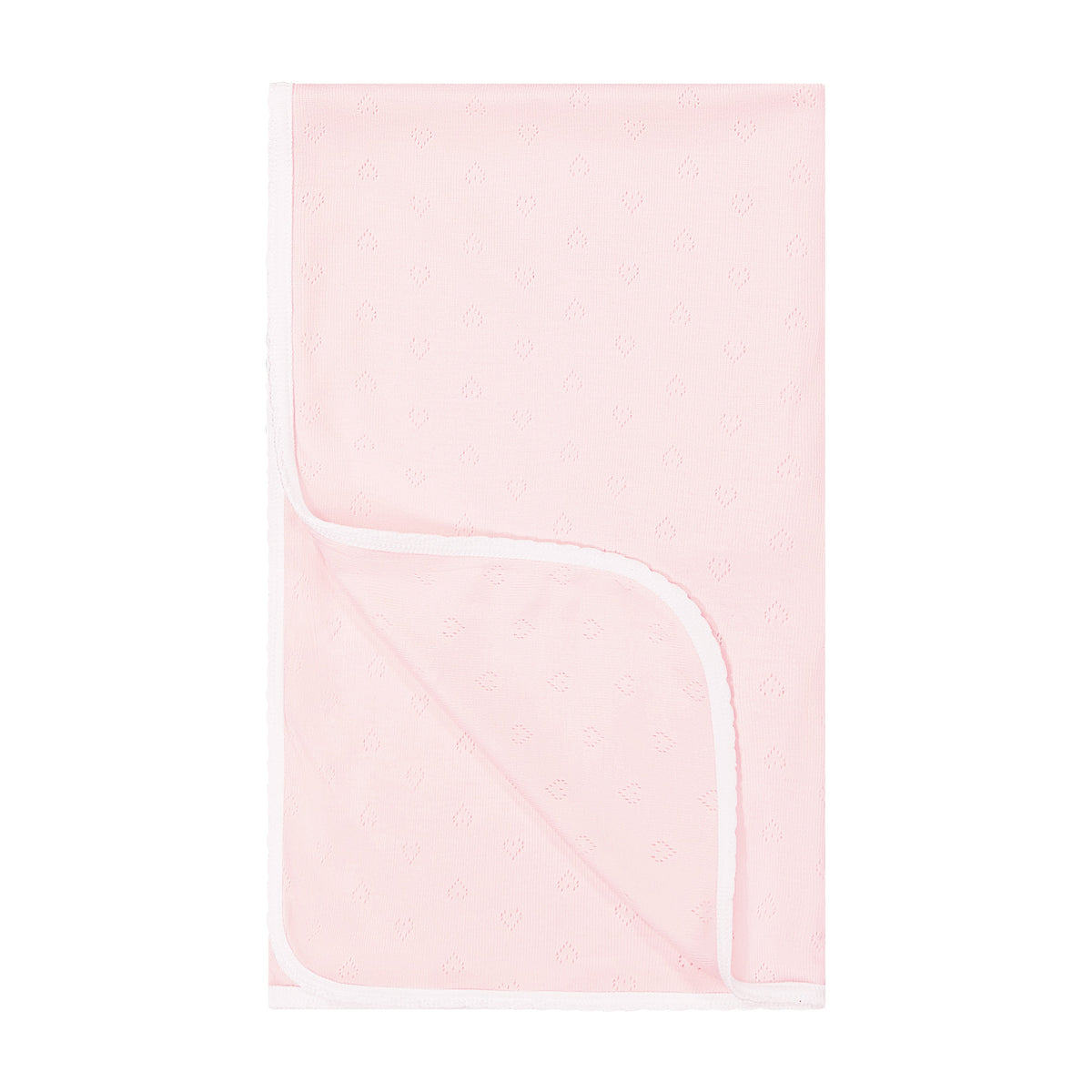 Sam Baby Blanket - Ballet Pink Hearts Pointelle