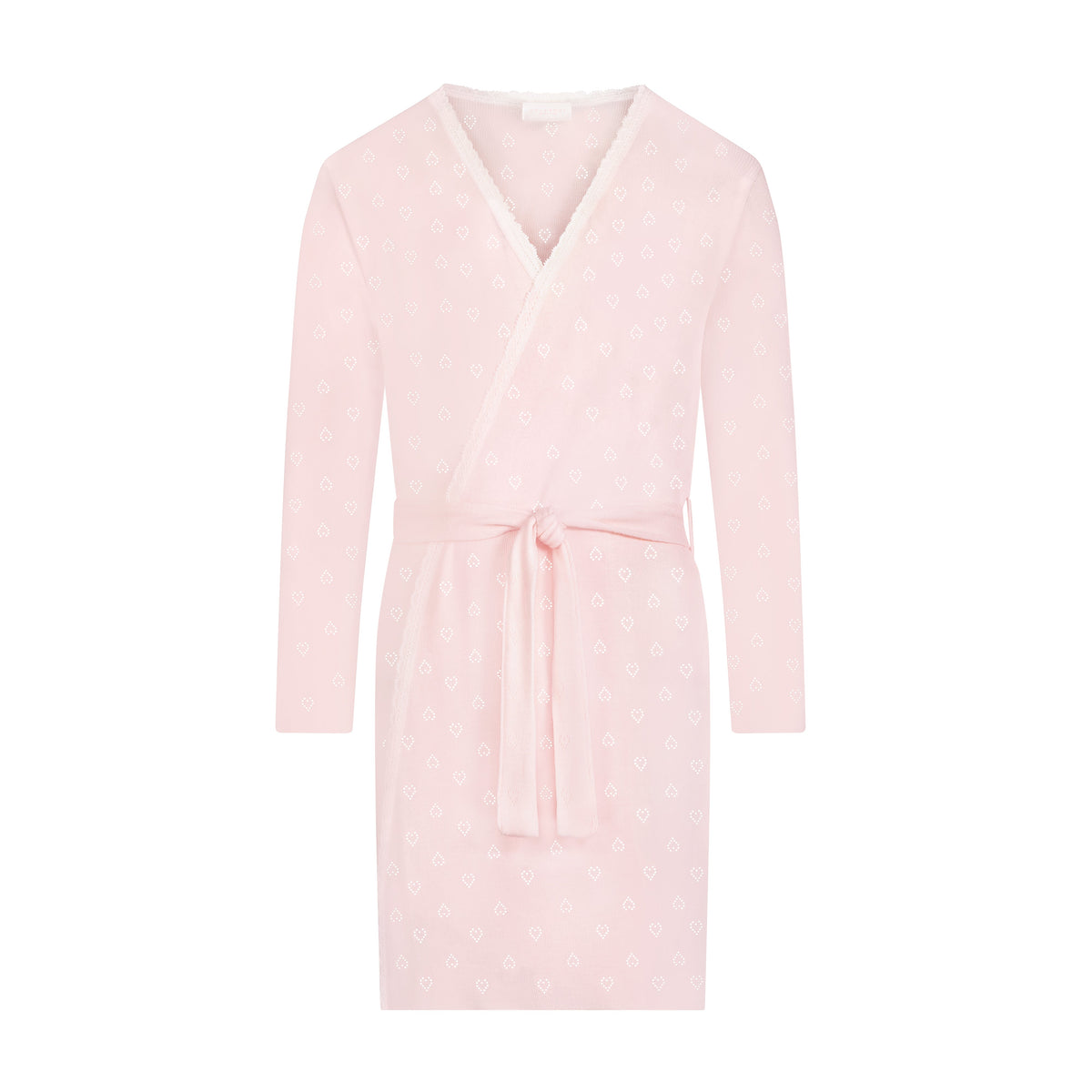 Girls Lily Robe with Lace - Ballet Pink Hearts Pointelle
