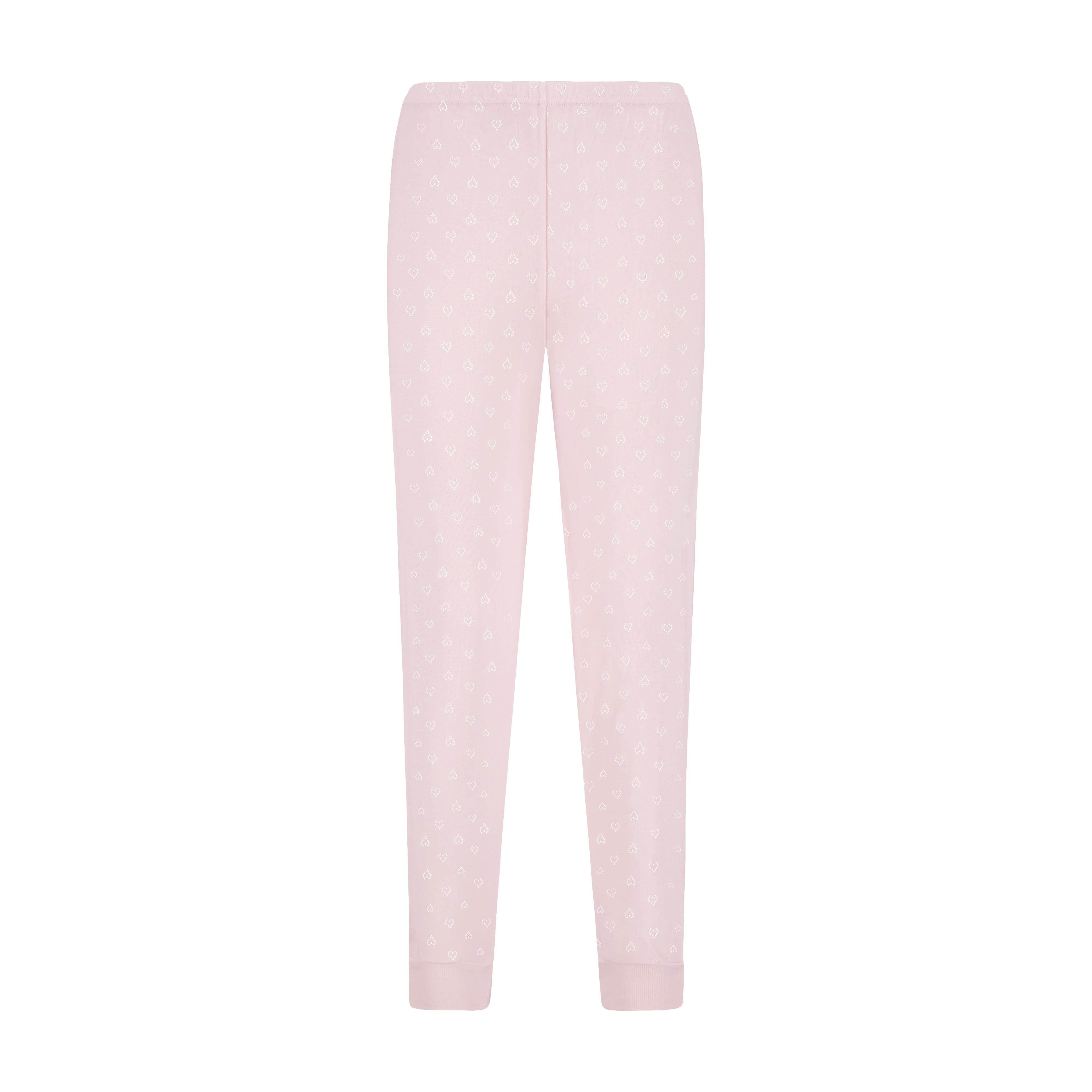 SET Barbie Crop V LS & Jogger - Shell Pink Hearts Pointelle