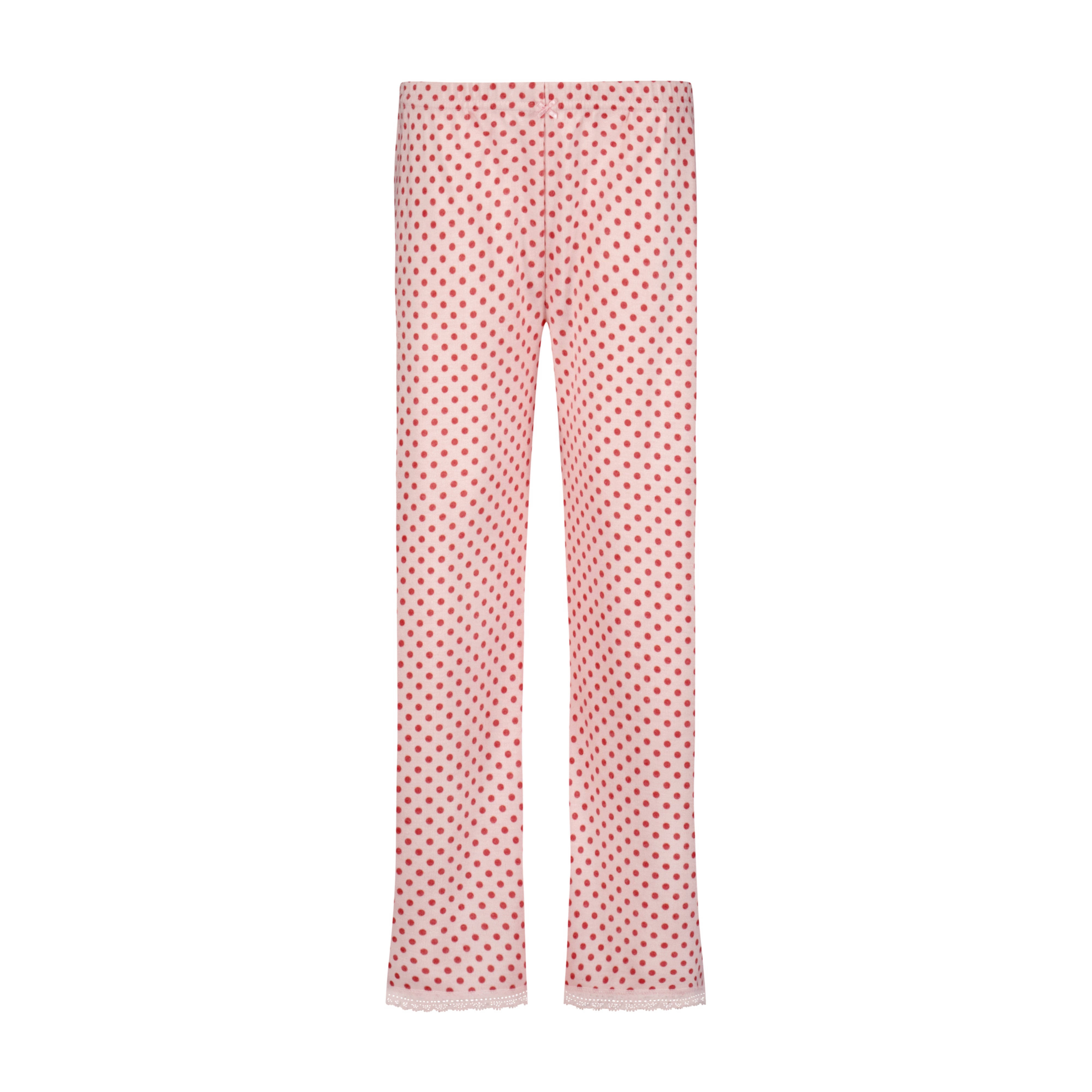 Girls Set V Neck LS & Wide Leg Pant - Red Dot Print