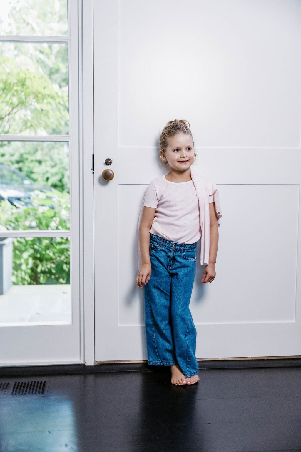 Girls Isabel Tee - Ballet Pink Hearts Pointelle