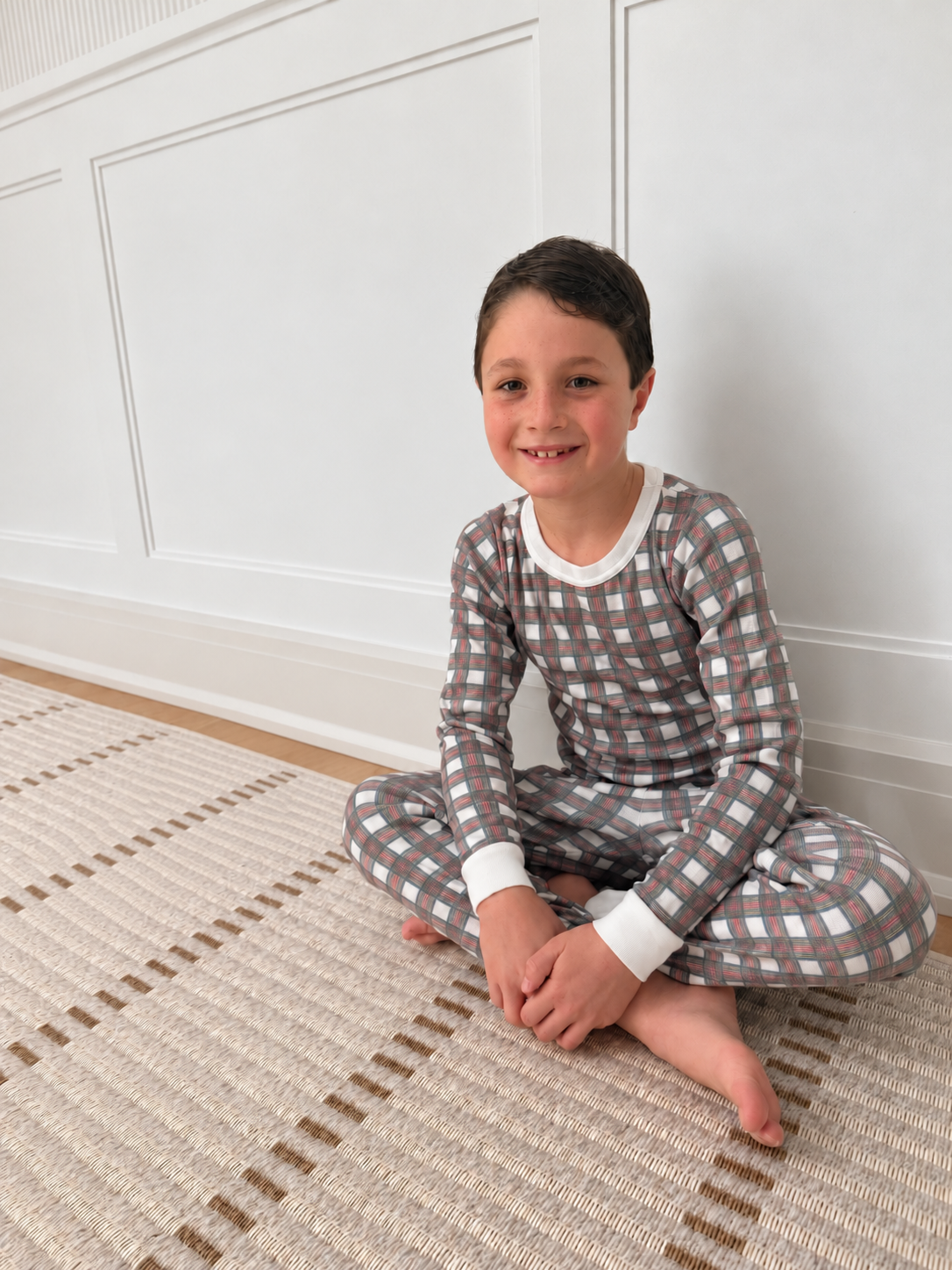 Boys & Baby Henry Classic Long Sleeve Tee & Jack Cuffed Pant Set - Vintage Tartan Print