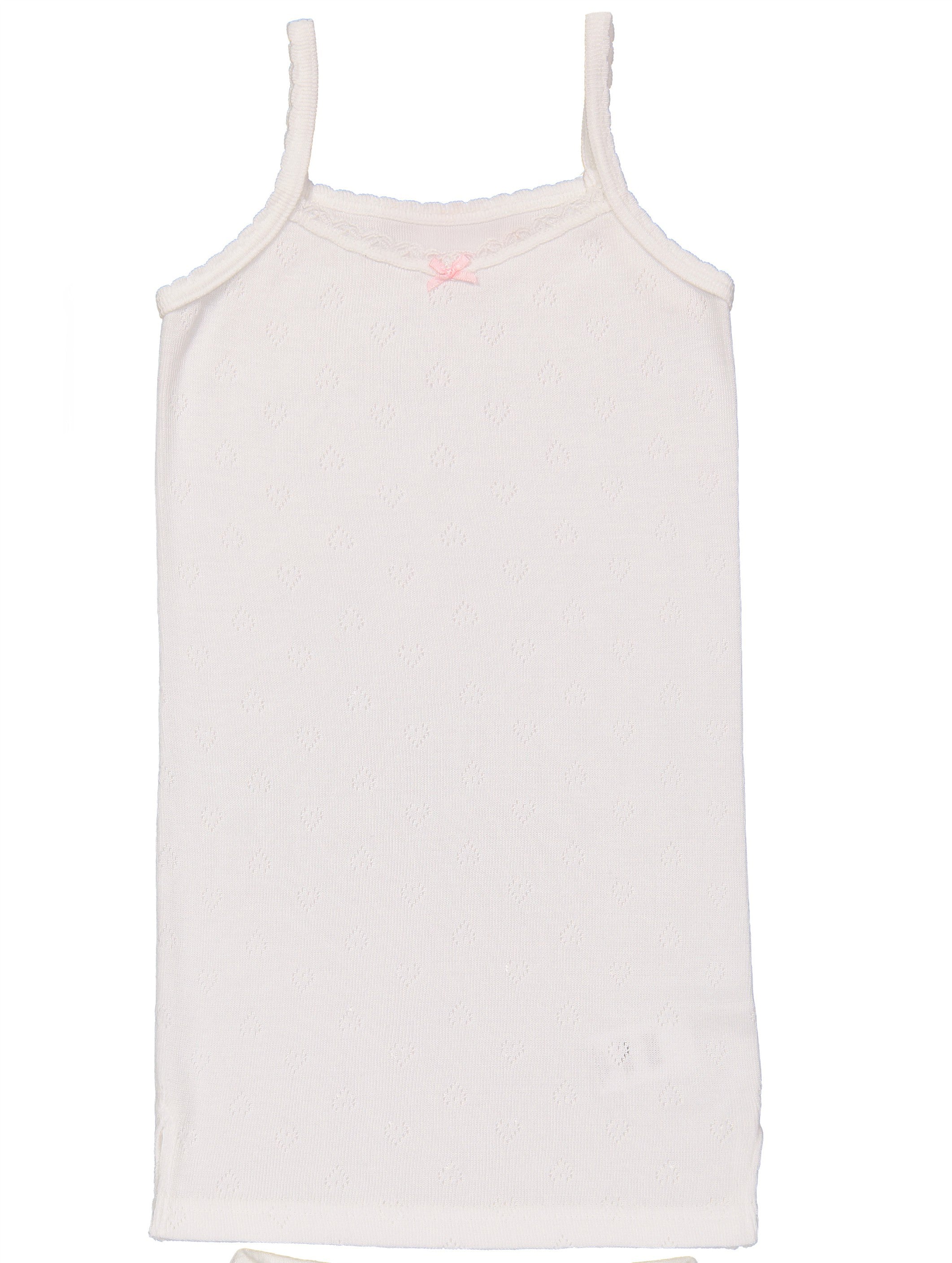 GIRLS CAMISOLE Pearl White Vintage Hearts w Lace -Restocked