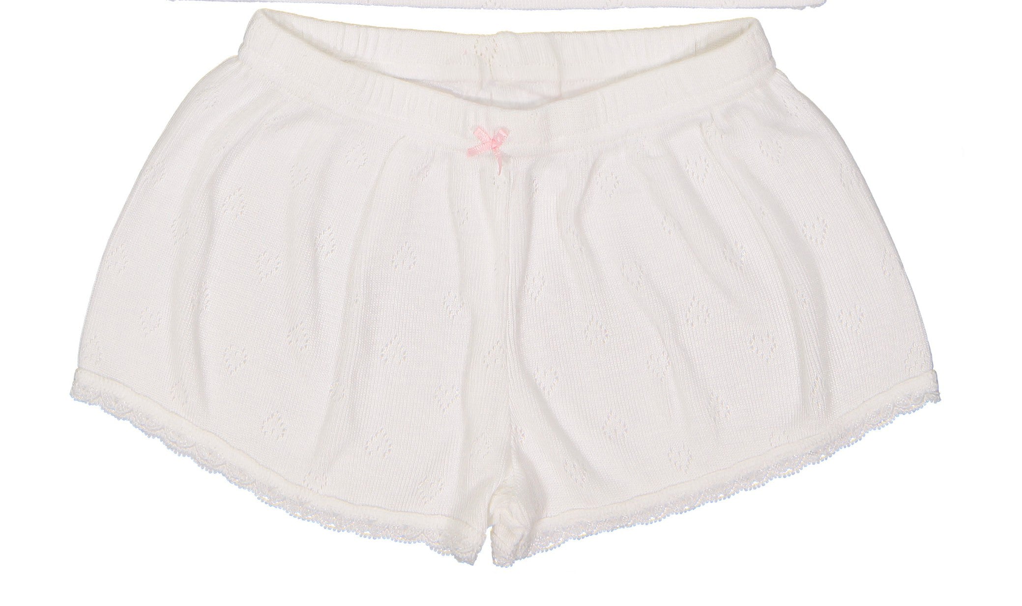 GIRLS SHORT Pearl White Vintage Hearts w Lace -Restocked