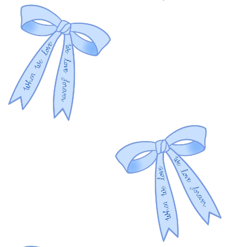 A LINE SHORT GOWN Blue Forever Love Bow Print