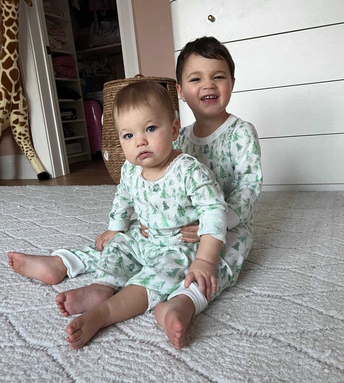 Girls & Baby Vivi Classic Long Sleeve Tee & Nina Pant Set - Fir Tree Print