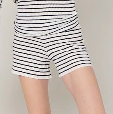 SET Scoop Cami & Long Short - Breton Rib Stripe