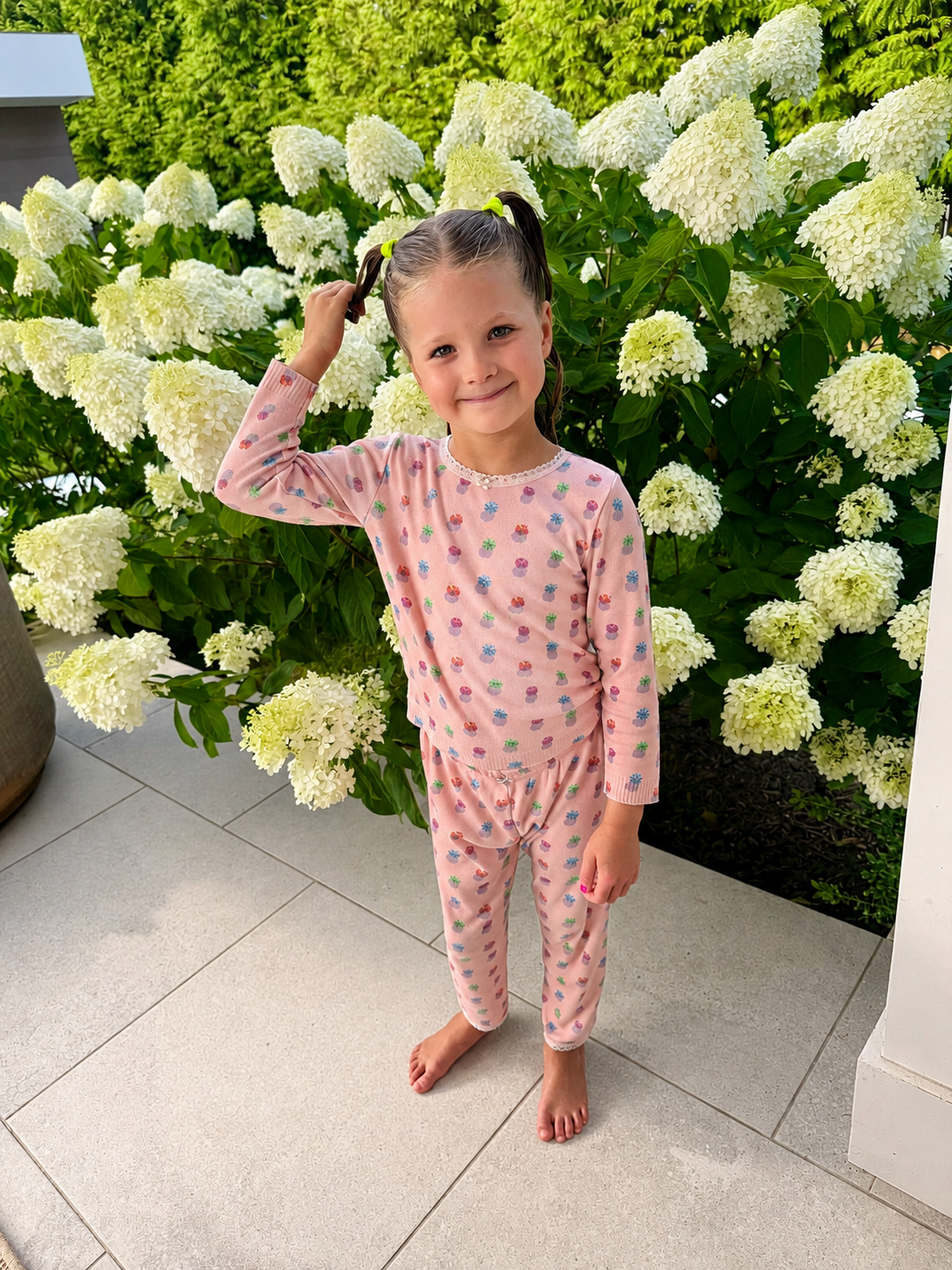 Girls Vivi Classic Long Sleeve Tee & Nina Pant Set - Beach Umbrella Print