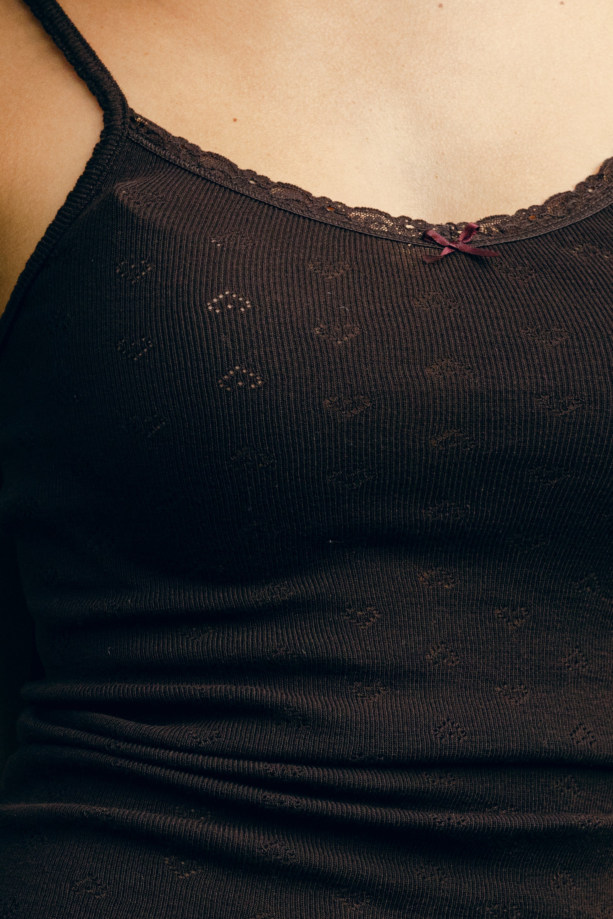 Patti Cami - Brown Hearts Pointelle