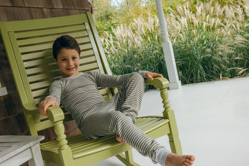Boys & Baby Henry Classic Set Crew LS & Pant - Loden/Heather Grey Sailor Stripe
