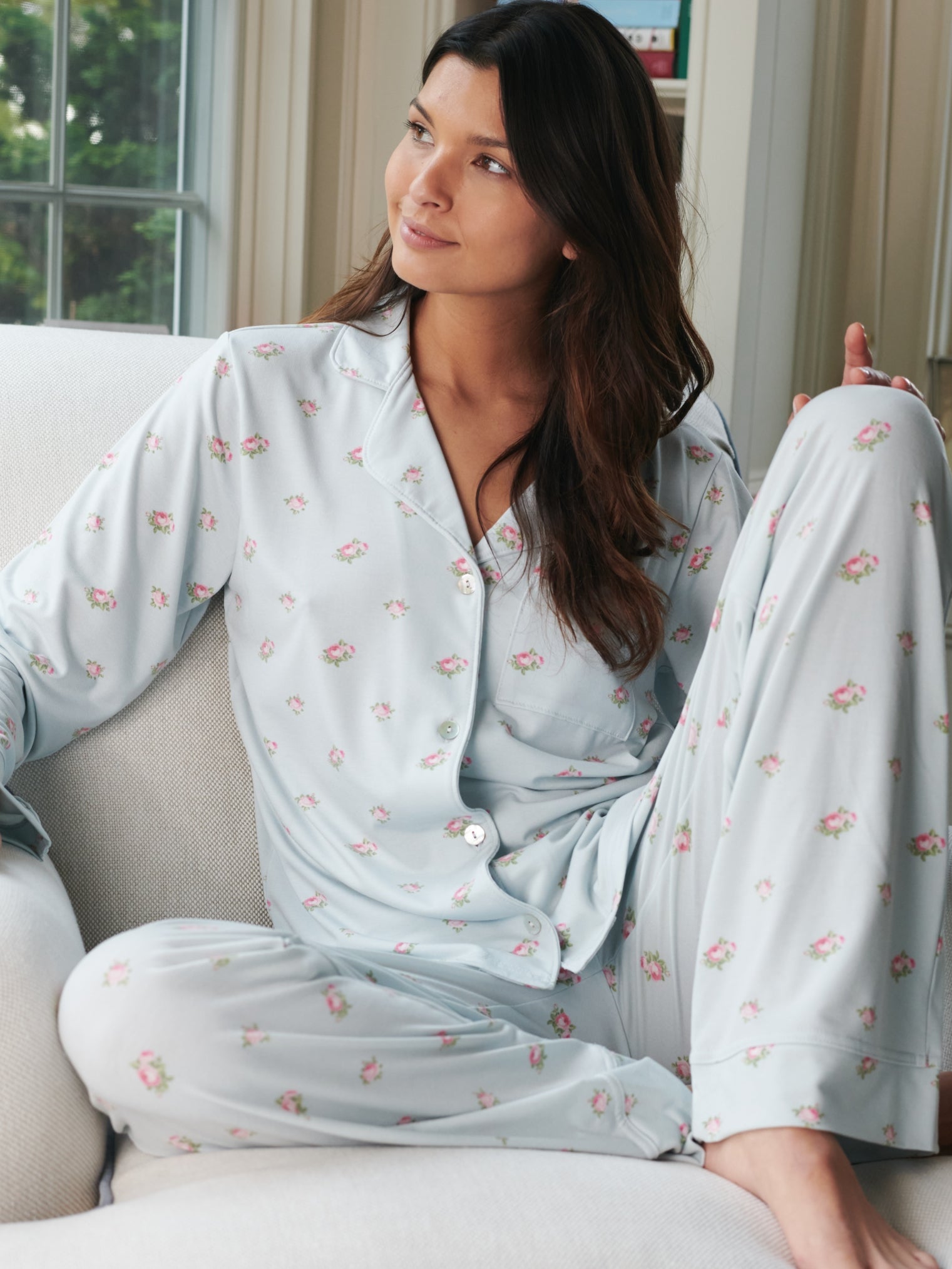 Lucky Brand Women's Pajama Set 4 Piece Sleep Shirt, Tank Top, Pajama Pants,  Lounge Shorts (Navy,M)