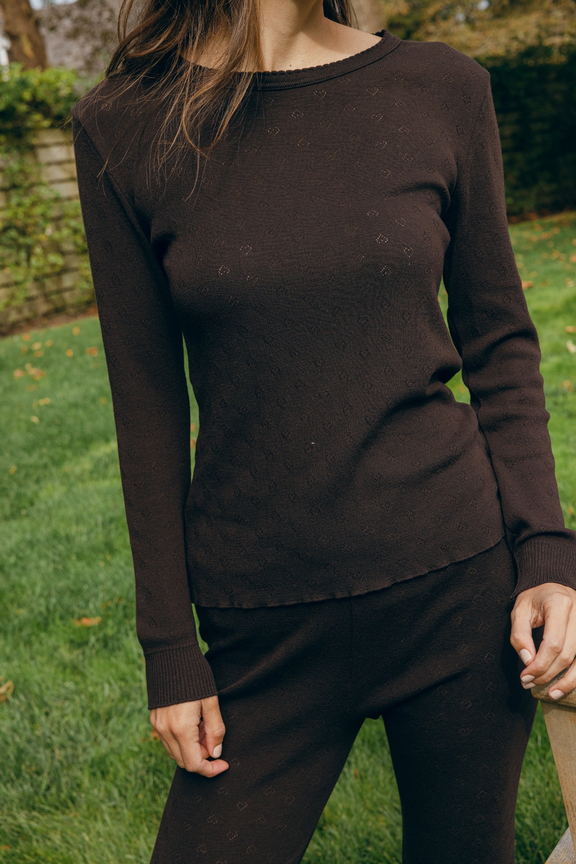 Rachel Slouchy - Brown Hearts Pointelle