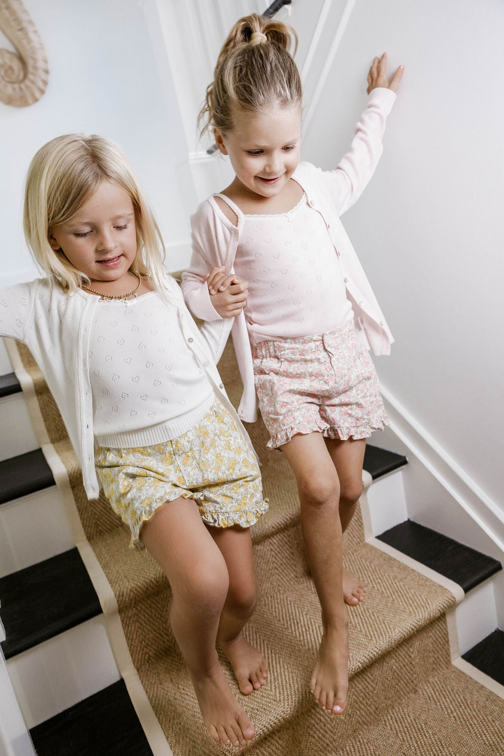 Girls Lottie Set Cardigan & Cami - Ivory Hearts Pointelle