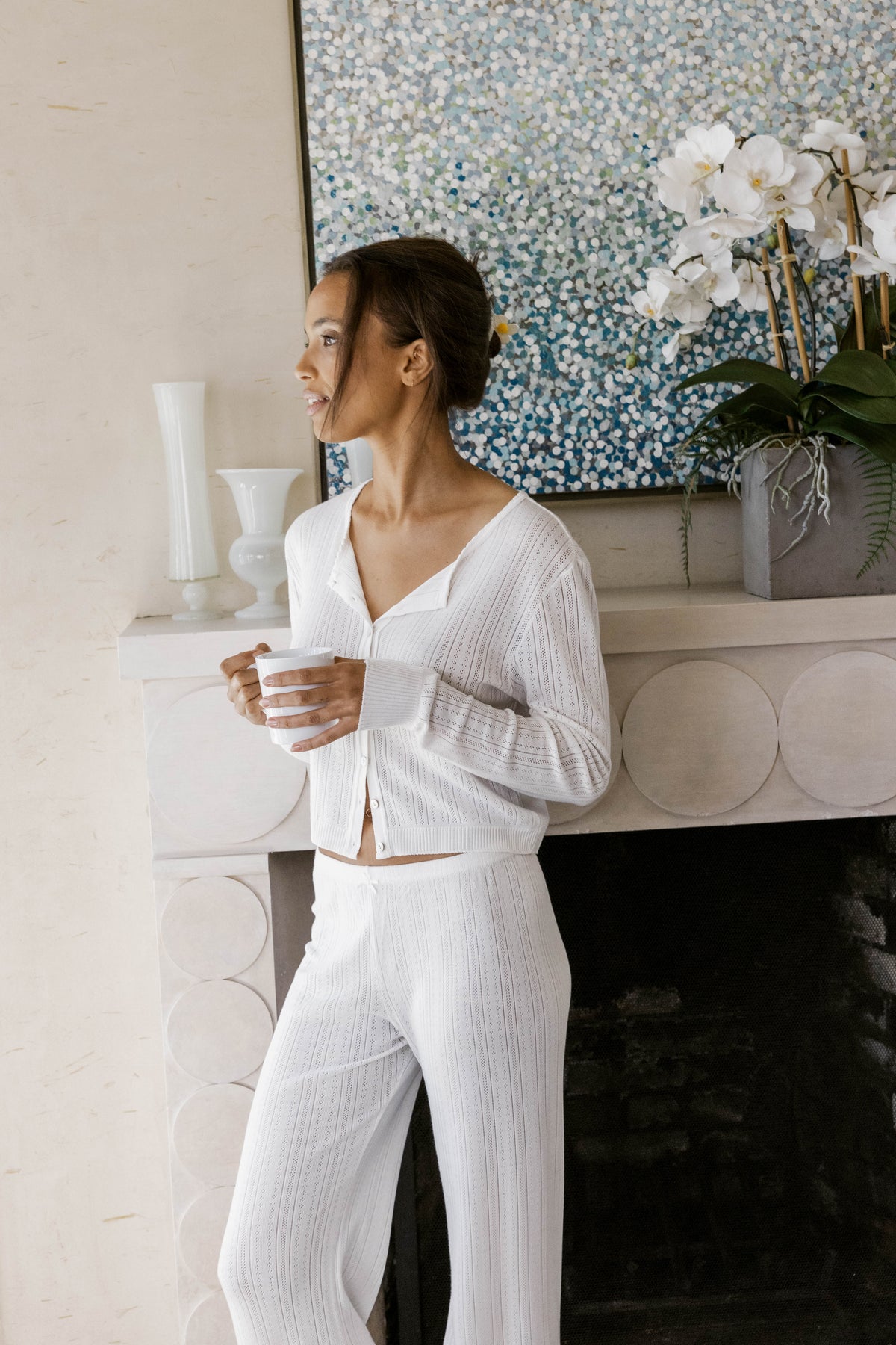 Natalie Pant Hi Rise - Ivory Windsor Pointelle