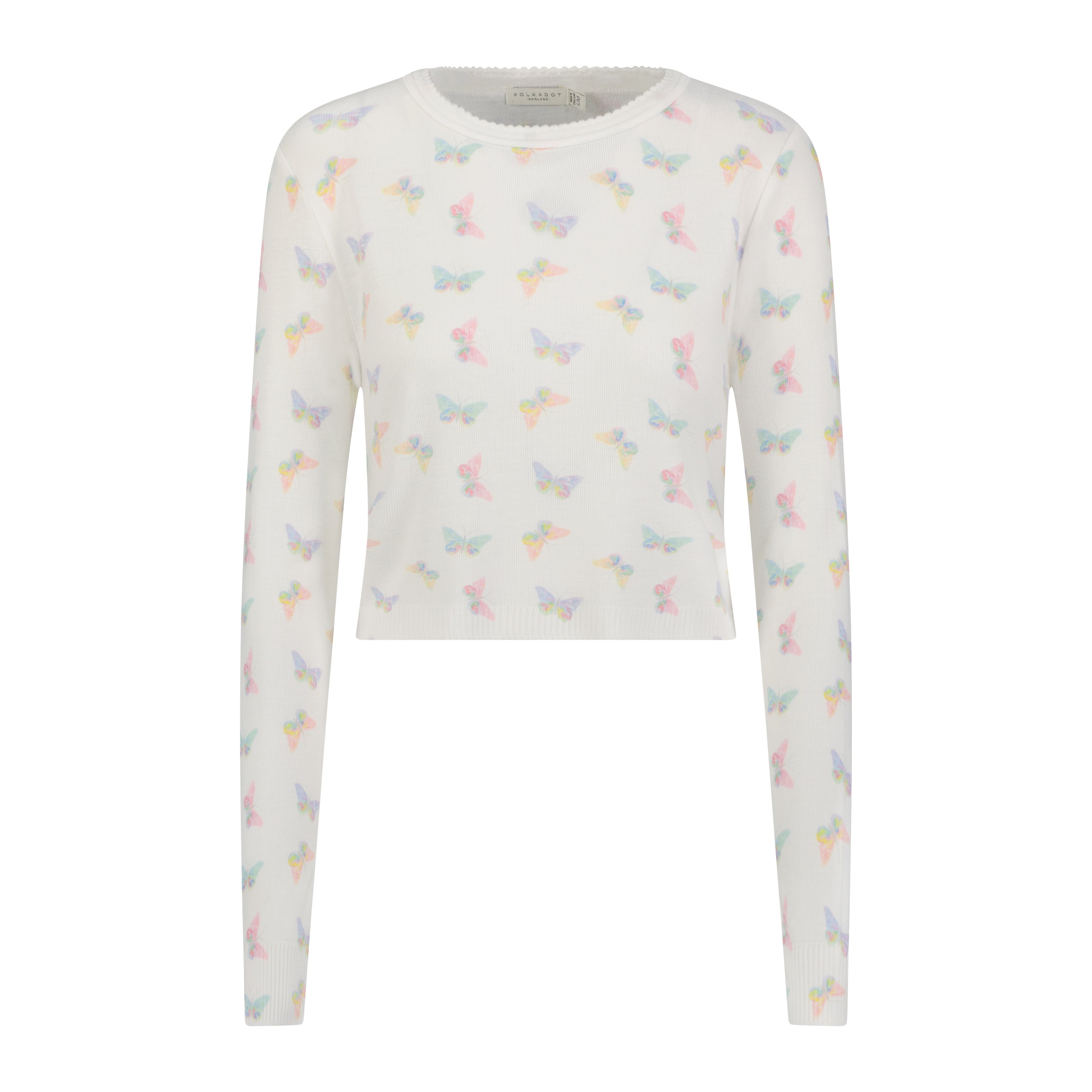 BUTTERFLY Print NELL CROP SLOUCHY Crew