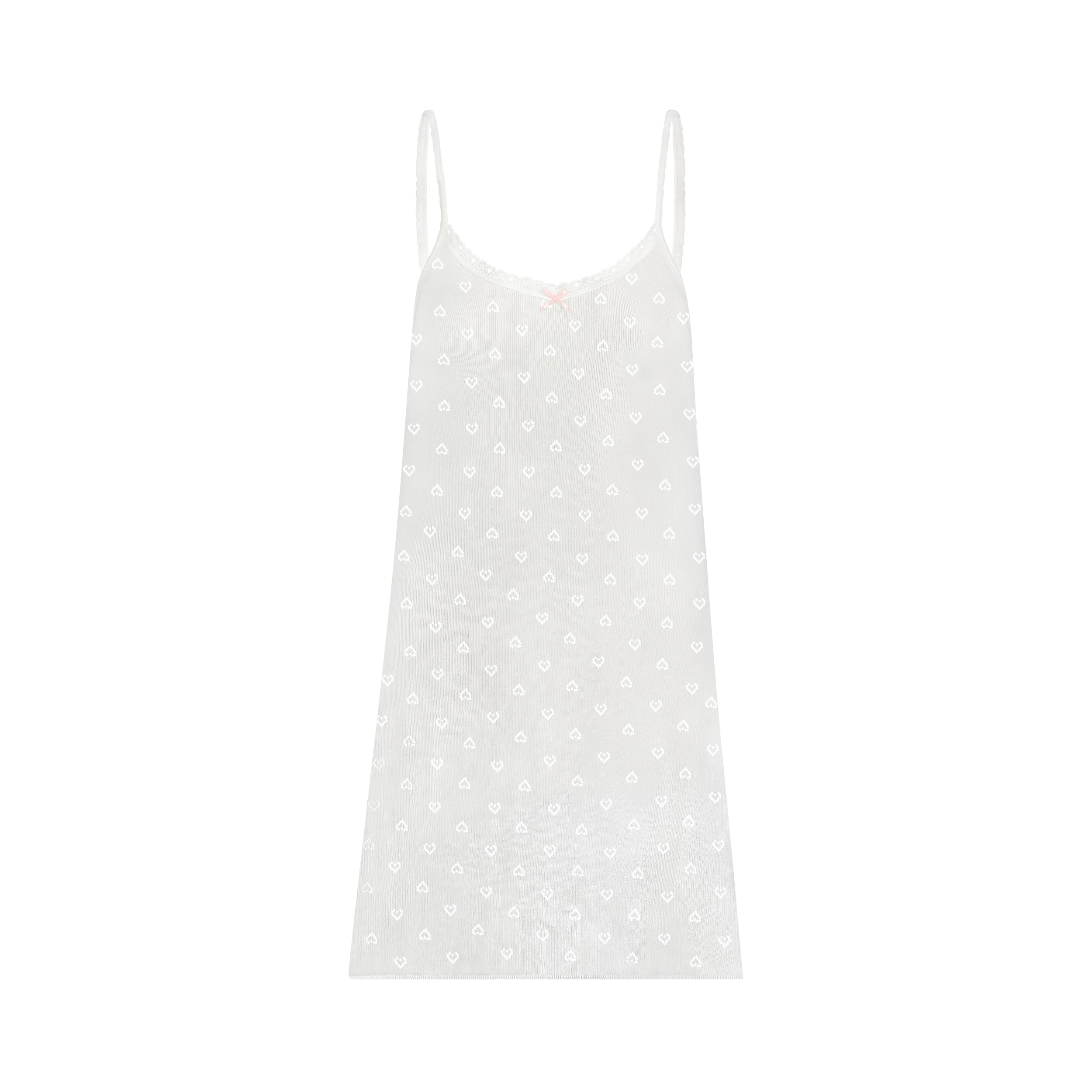 A LINE SHORT GOWN Pearl White Vintage Hearts Pointelle
