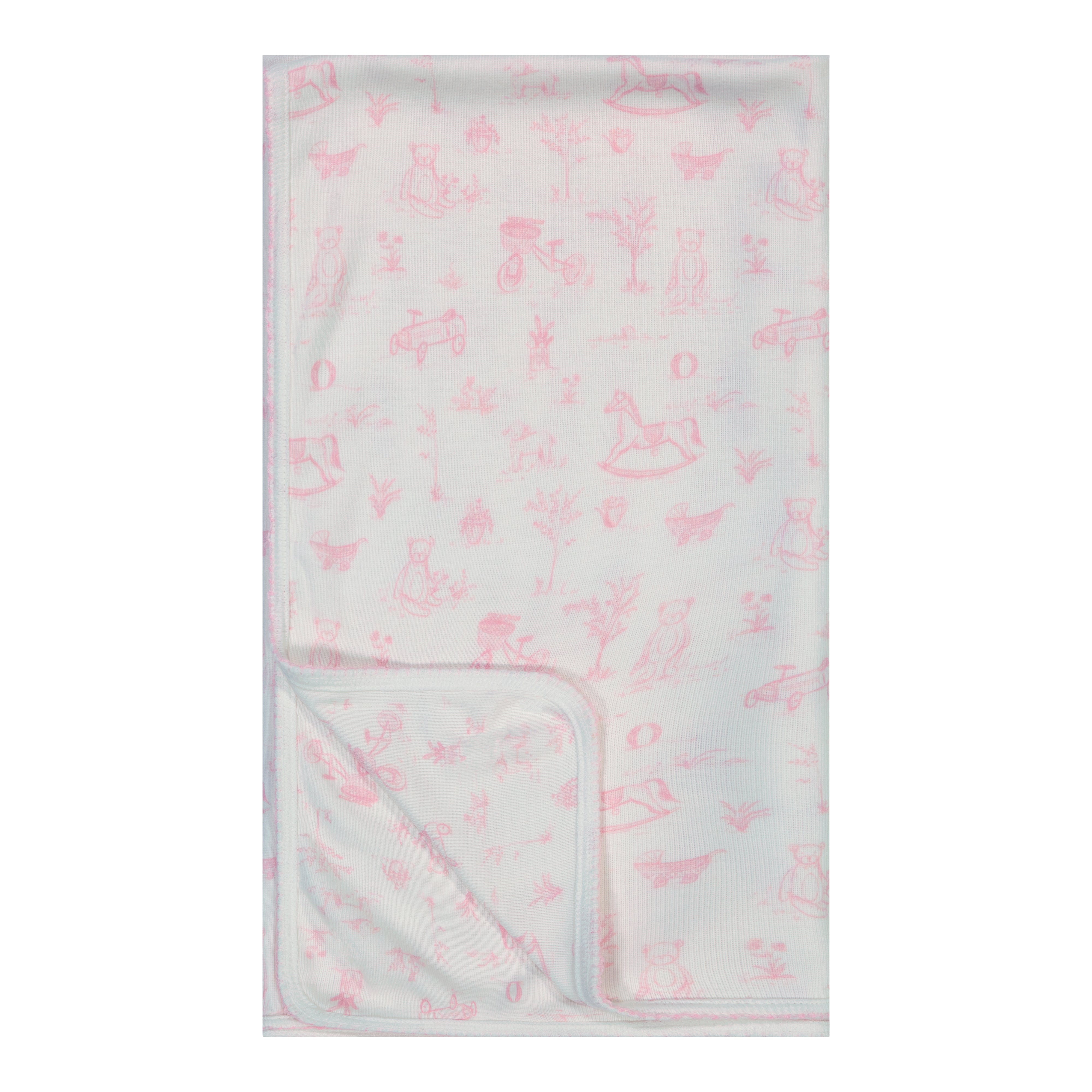 GIRLS BABY BLANKET Pink Toile Print