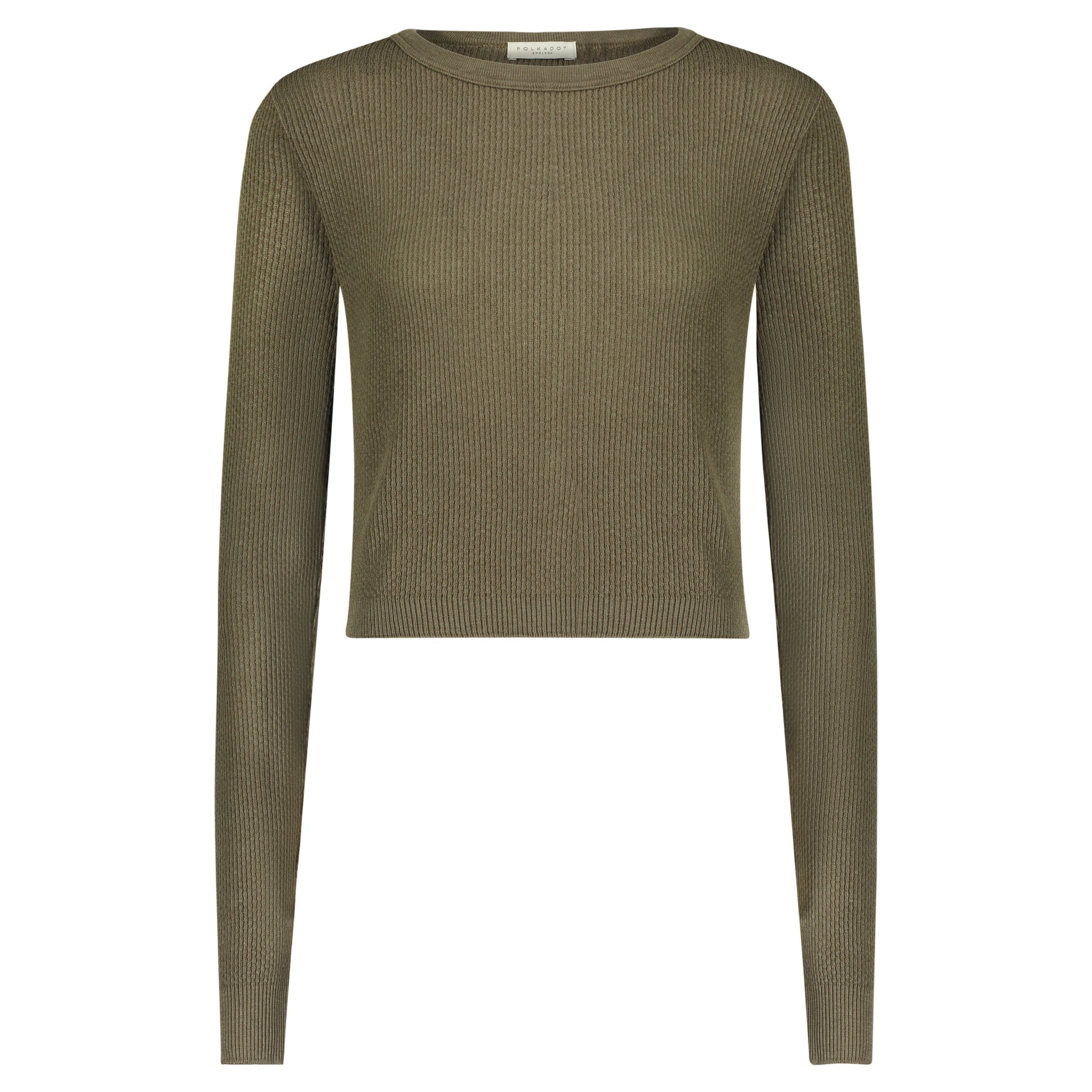 PARKER CROP SLOUCHY LODEN Waffle Knit