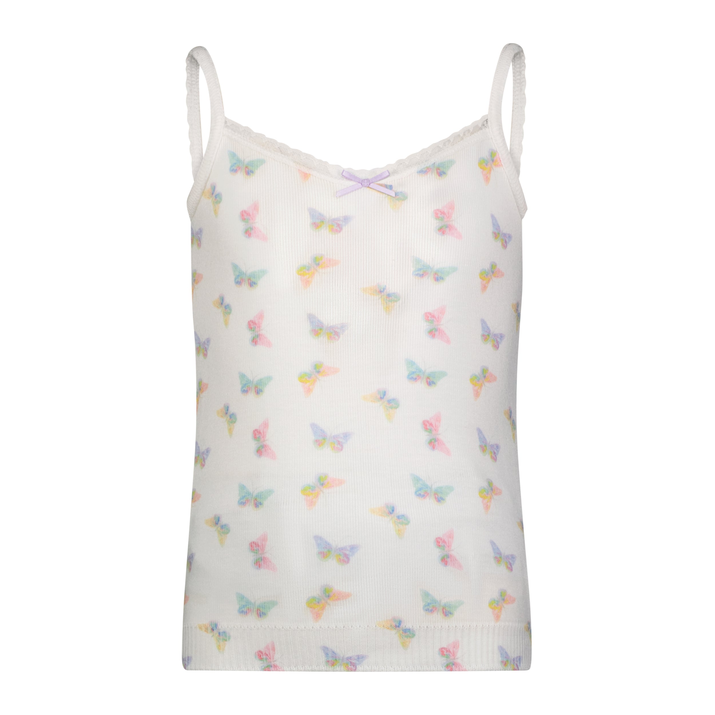 GIRLS BUTTERFLY Print CAMISOLE w Lace