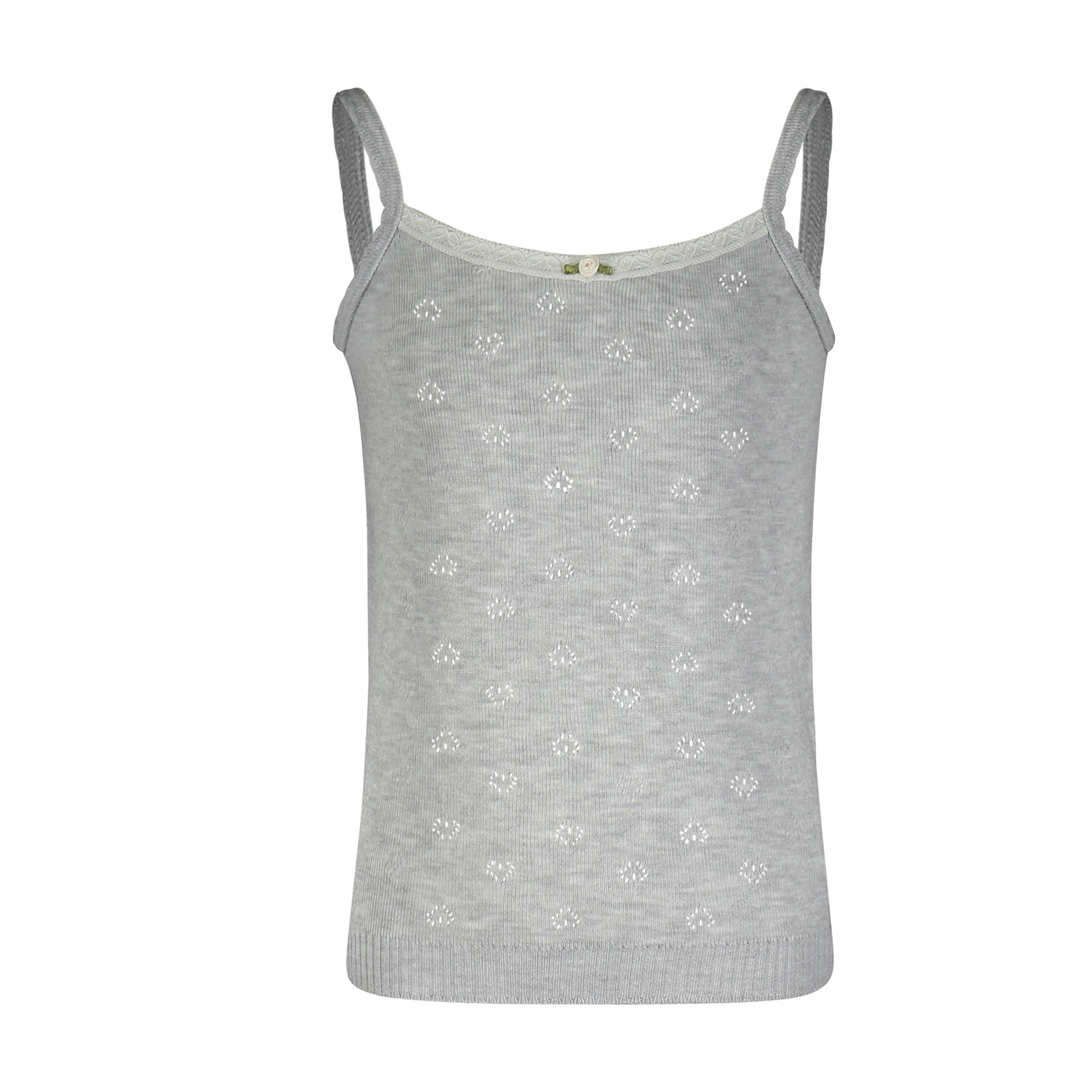 GIRLS CAMISOLE Heather Grey Hearts w Lace