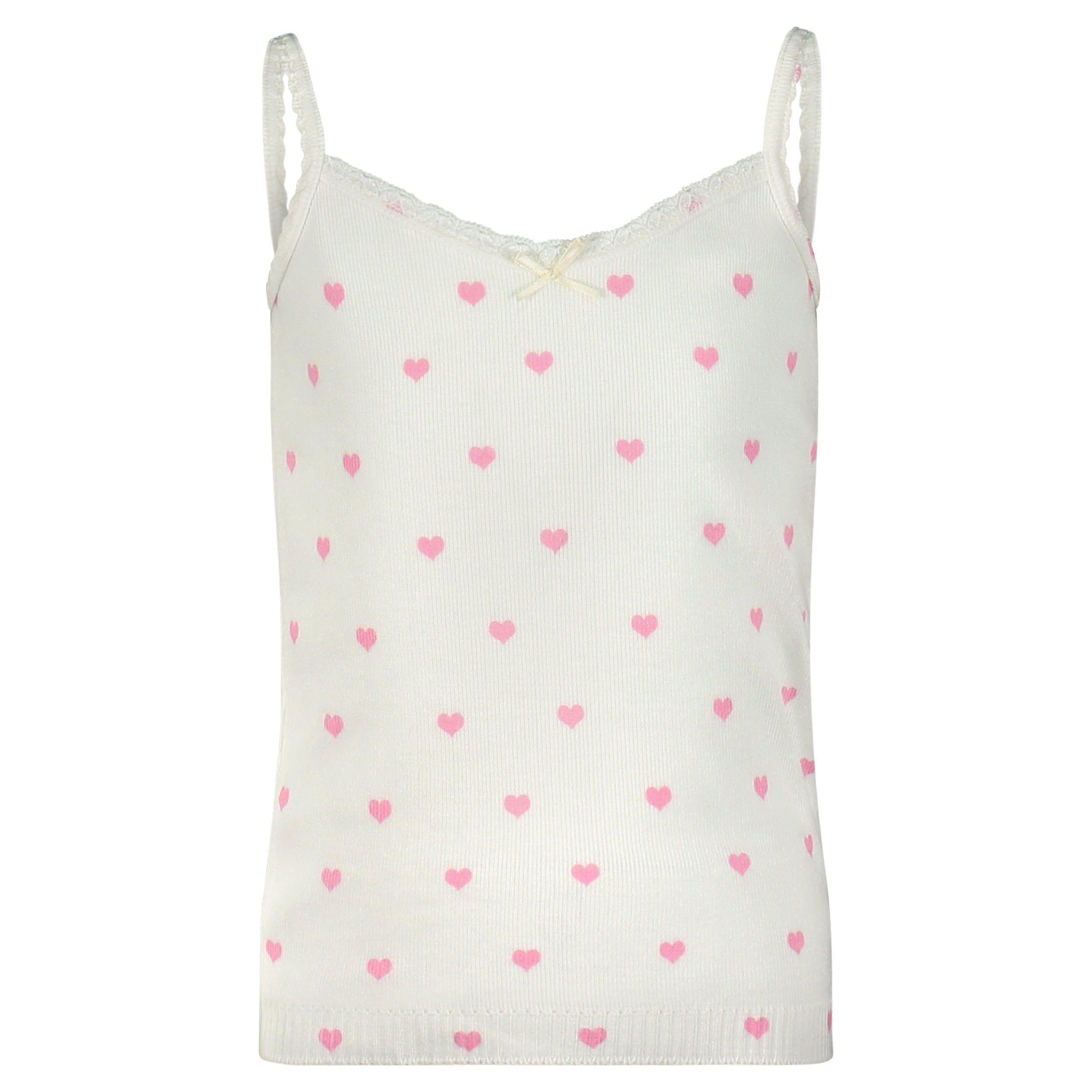 GIRLS Pink Hearts Print CAMISOLE w Lace